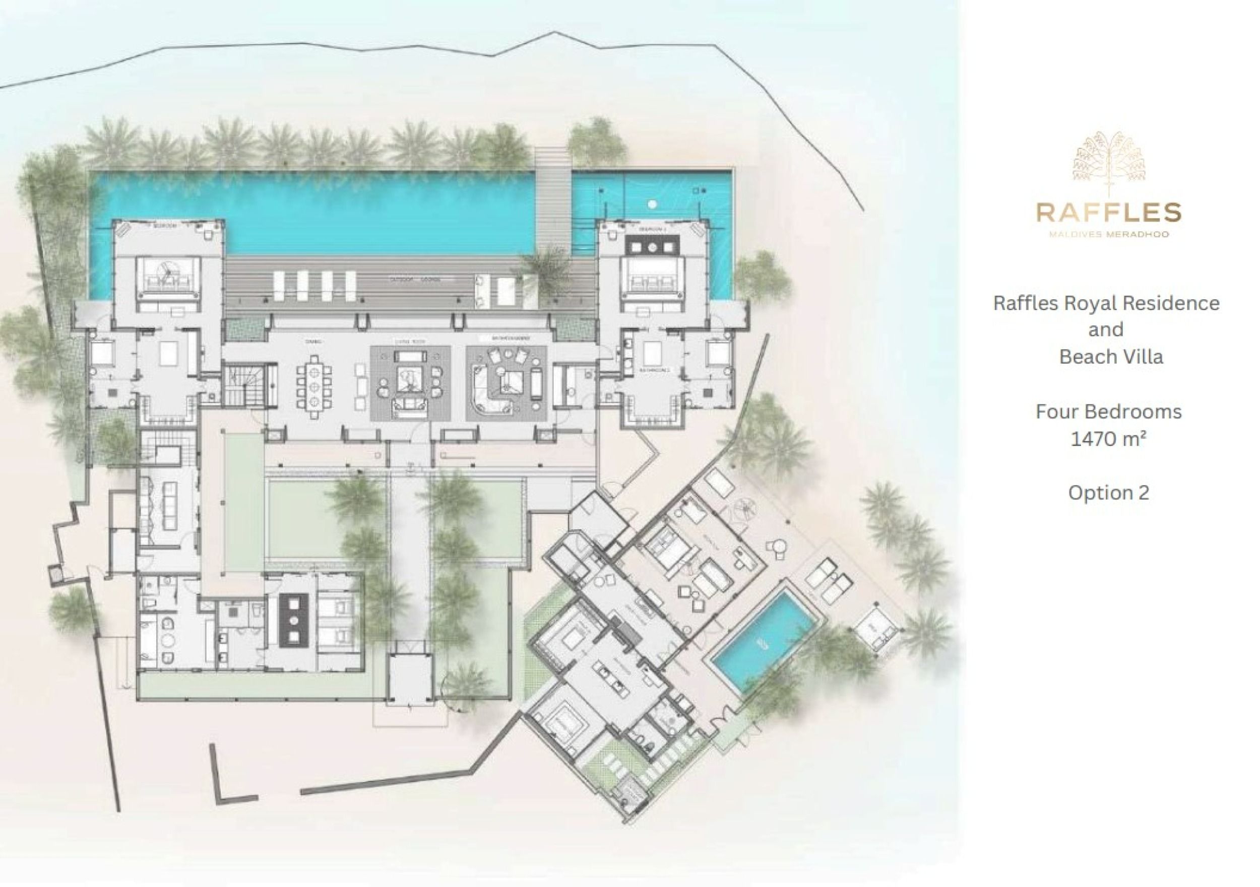 Raffles Royal Residence with Pool (4bedroom) floor plan - Raffles Maldives Meradhoo