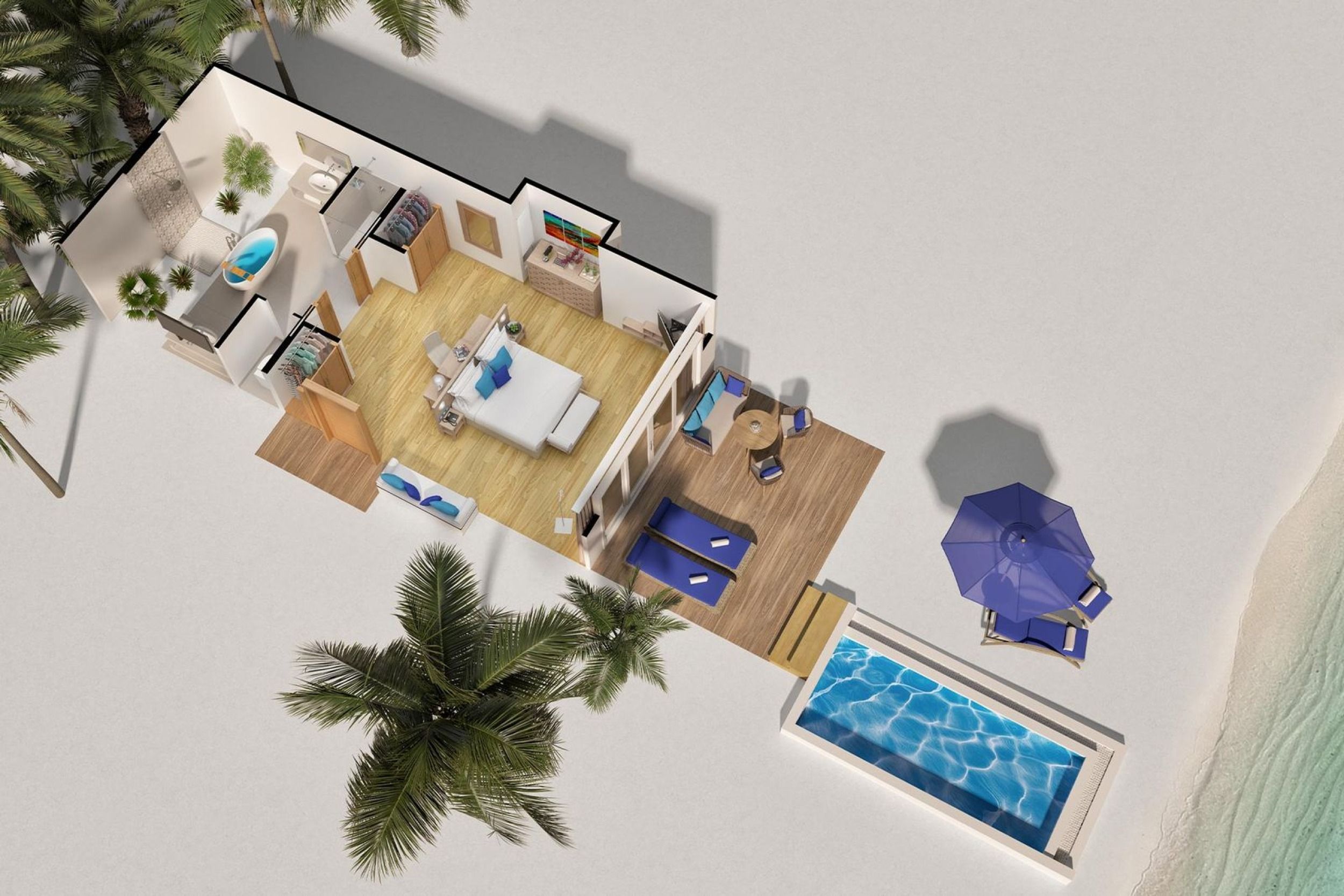 Baglioni Maldives - Sunset Beach Villa with Pool - Floor Plan