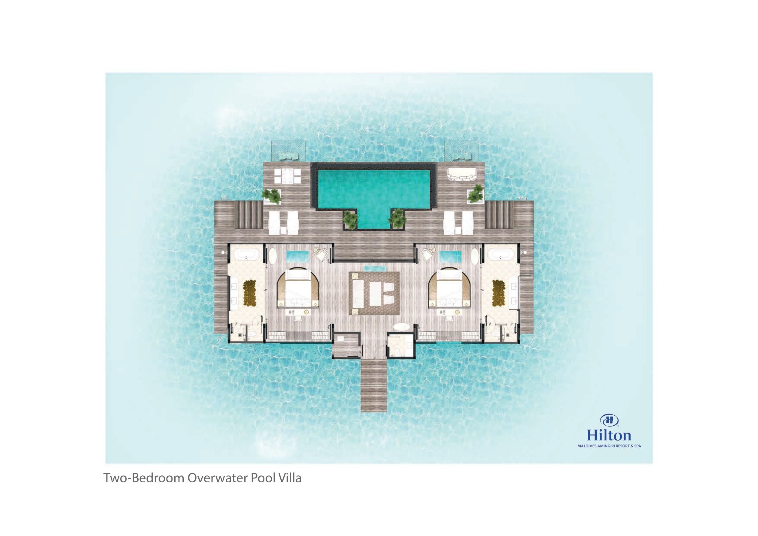 Overwater Pool Villa - Two Bedroom - Floor Plan - Hilton Maldives Amingiri Resort & Spa