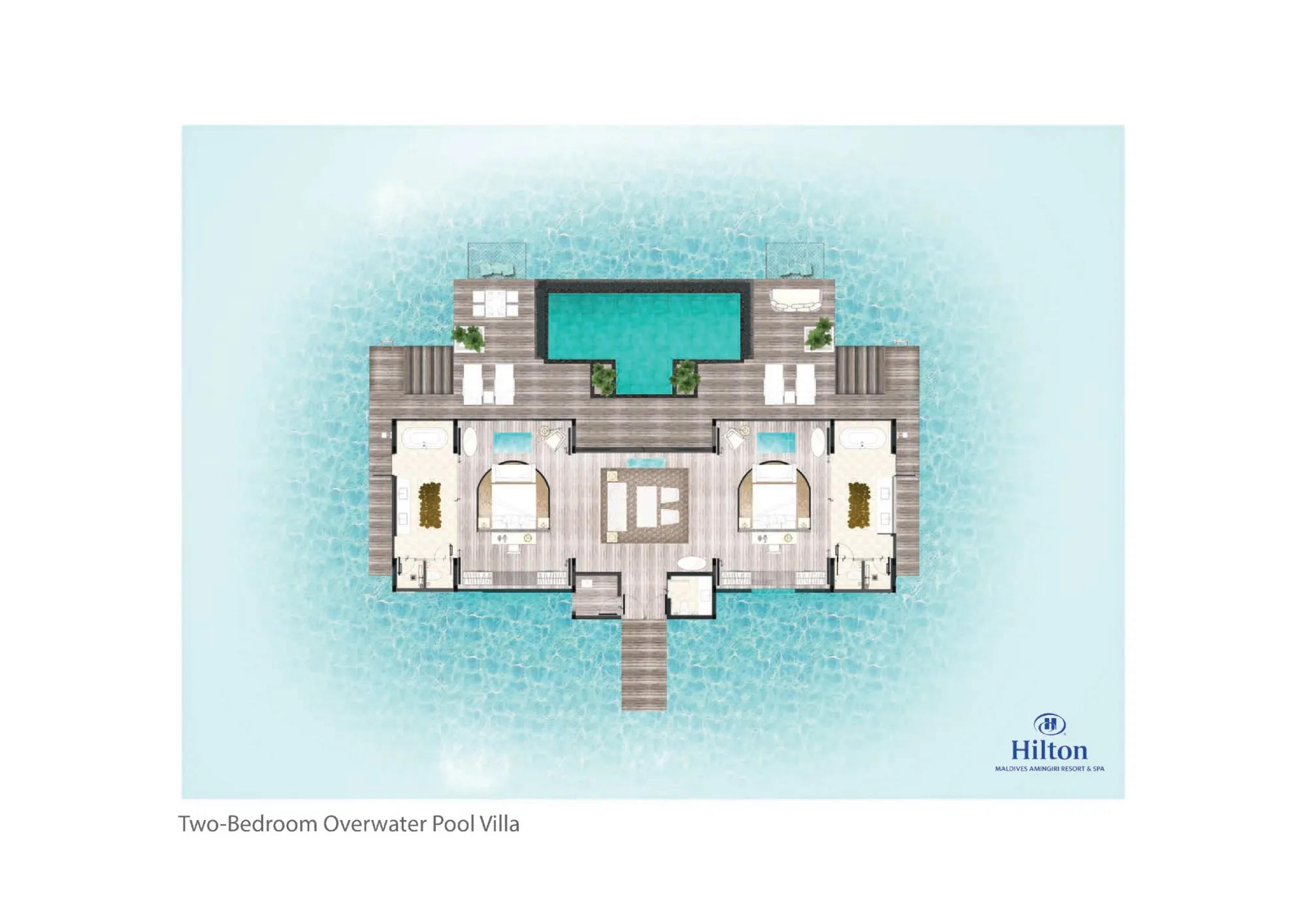 Overwater Pool Villa - Two Bedroom - Floor Plan - Hilton Maldives Amingiri Resort & Spa