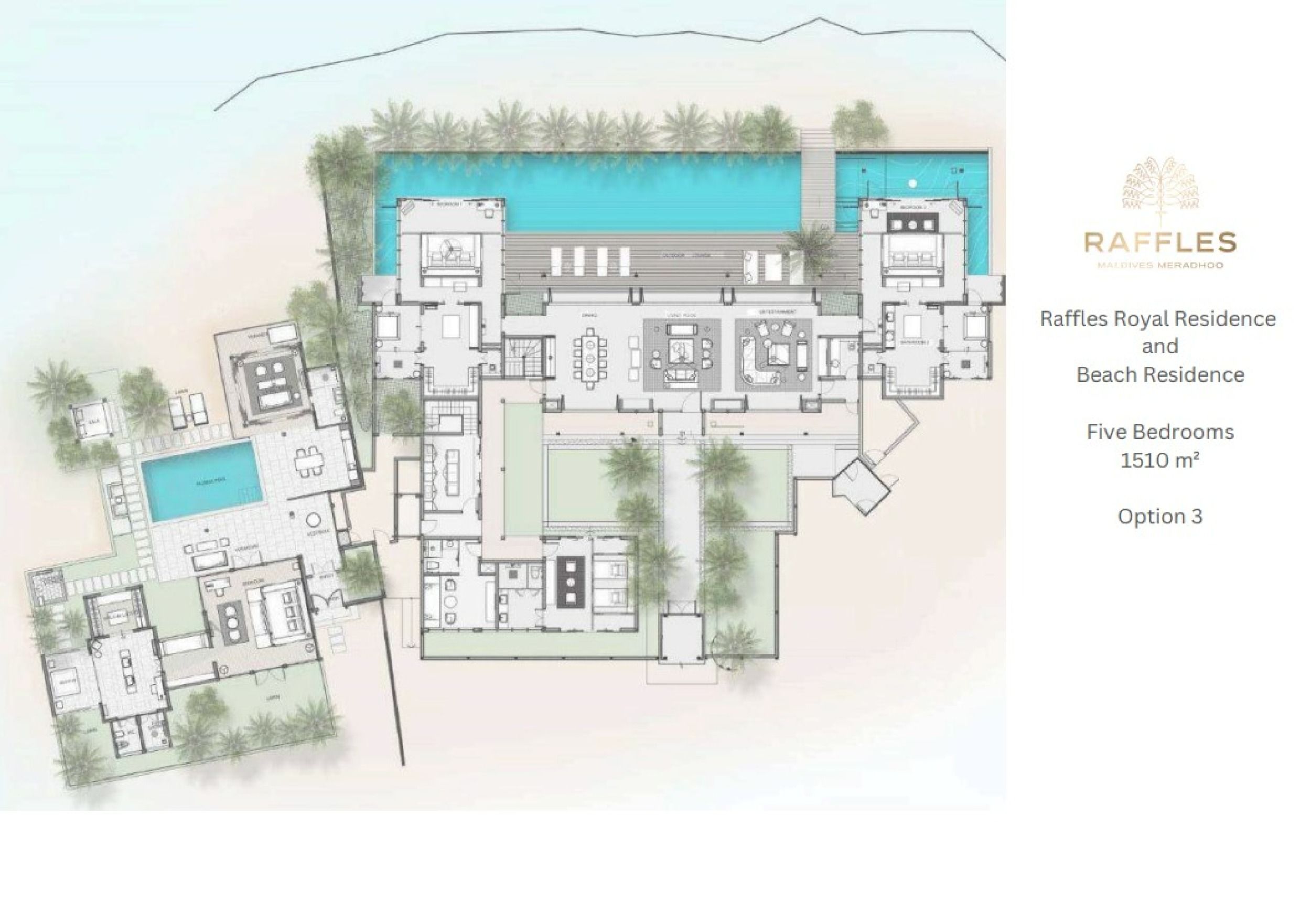 Raffles Royal Residence with Pool (5bedroom) floor plan - Raffles Maldives Meradhoo