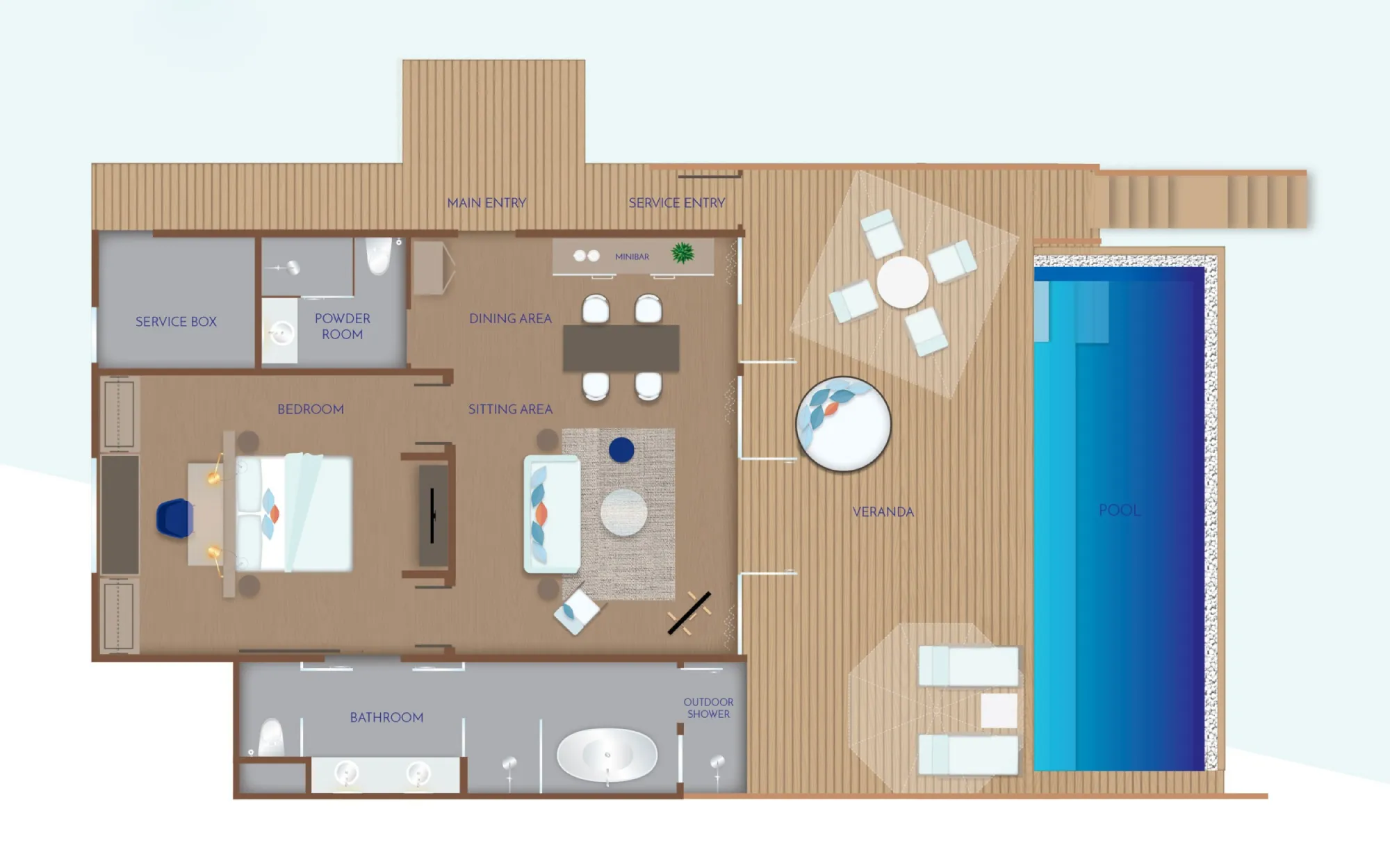 Emerald Faarufushi Maldives - Superior Water Villa with Pool - Floor Plan