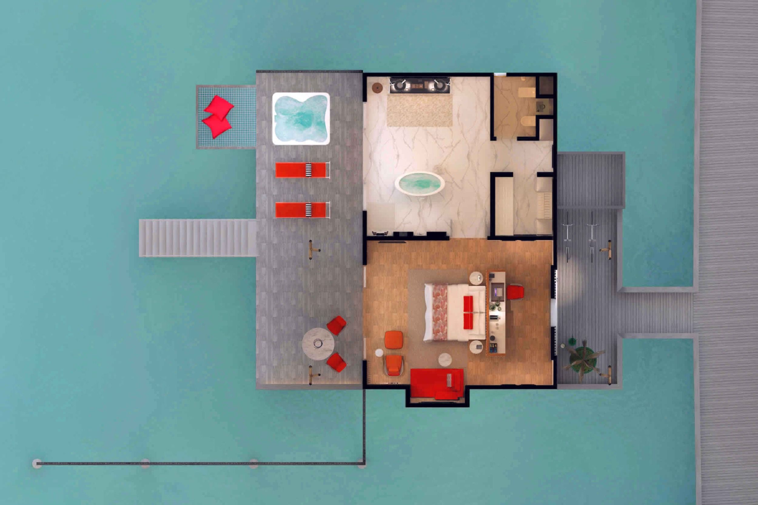 Emerald Maldives Resort - Jacuzzi Water Villa - Floor Plan