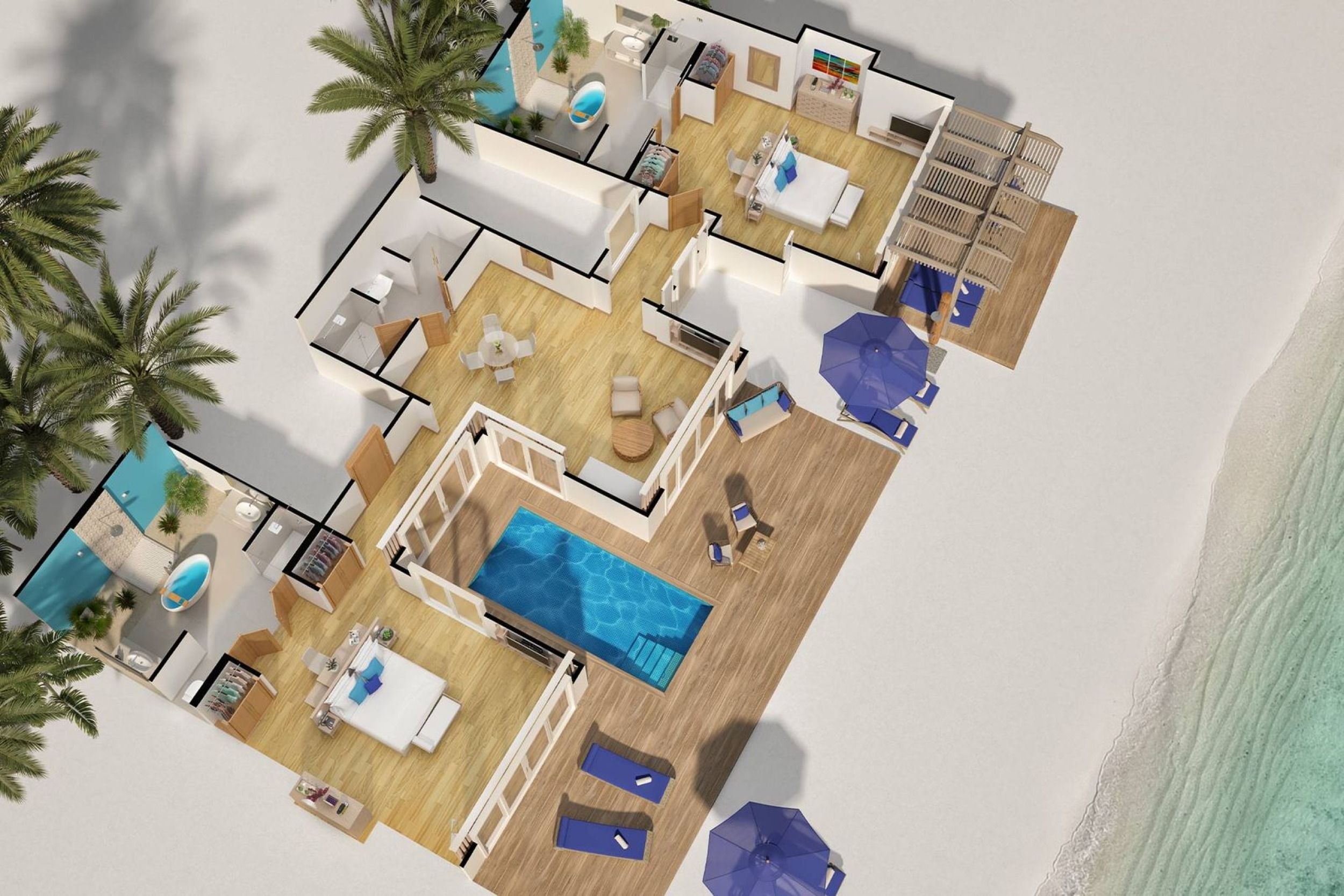 Baglioni Maldives - Two Bedroom Beach Suite with Pool - Floor Plan