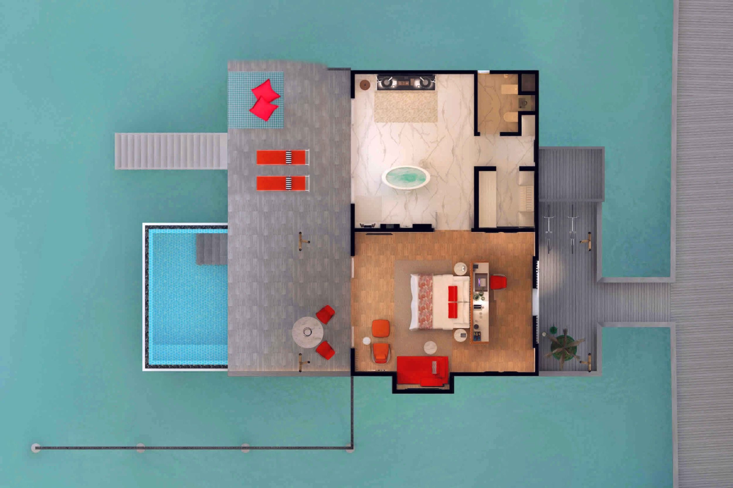 Emerald Maldives Resort - Water Villa with Pool - Floor Plan