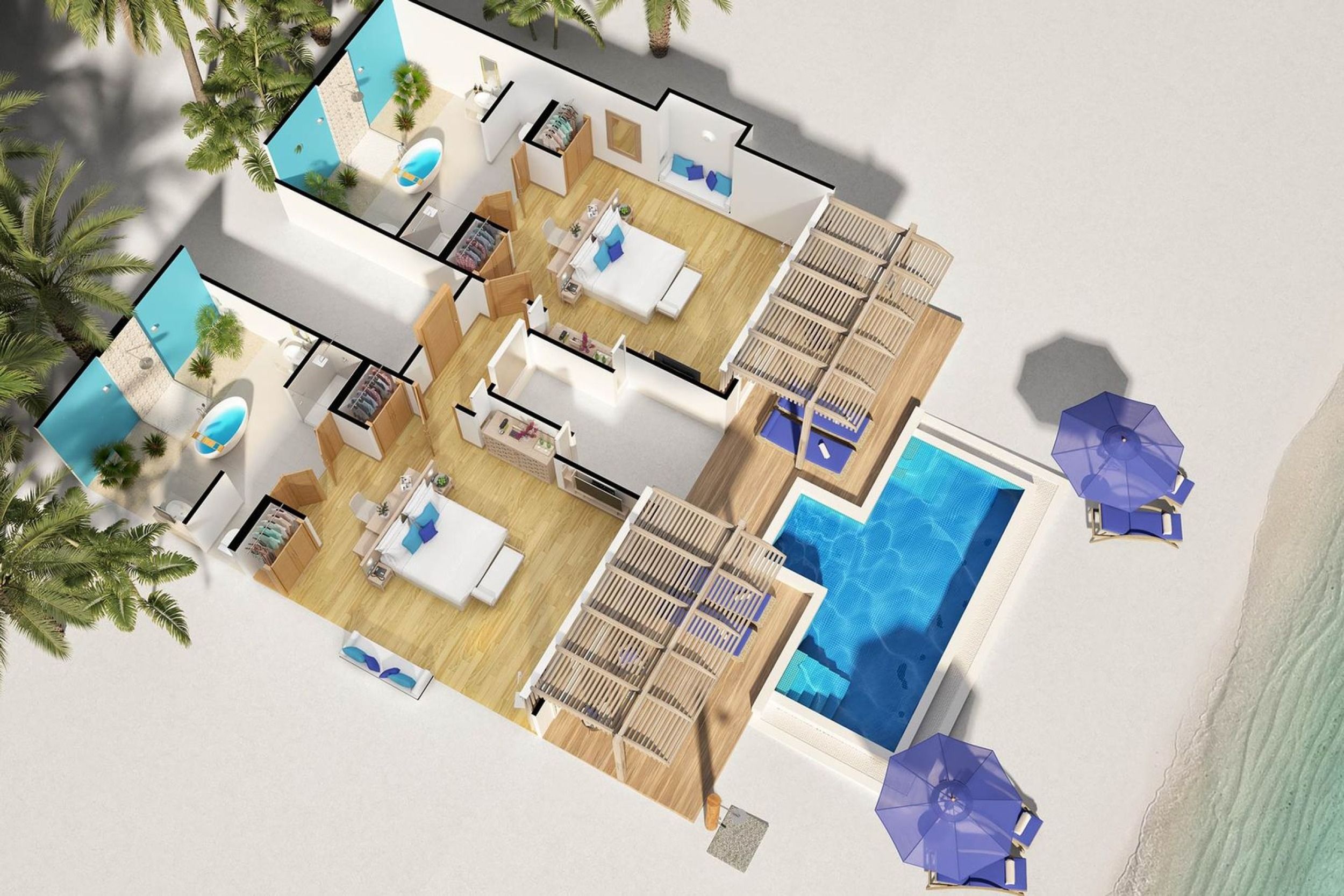 Baglioni Maldives - Two Bedroom Family Beach Villa with Pool - Floor Plan