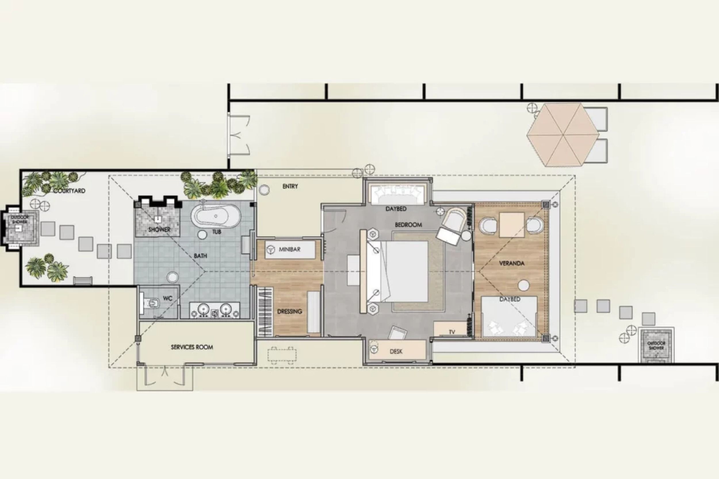 Finolhu Baa Atoll - Beach Villa - Floor Plan