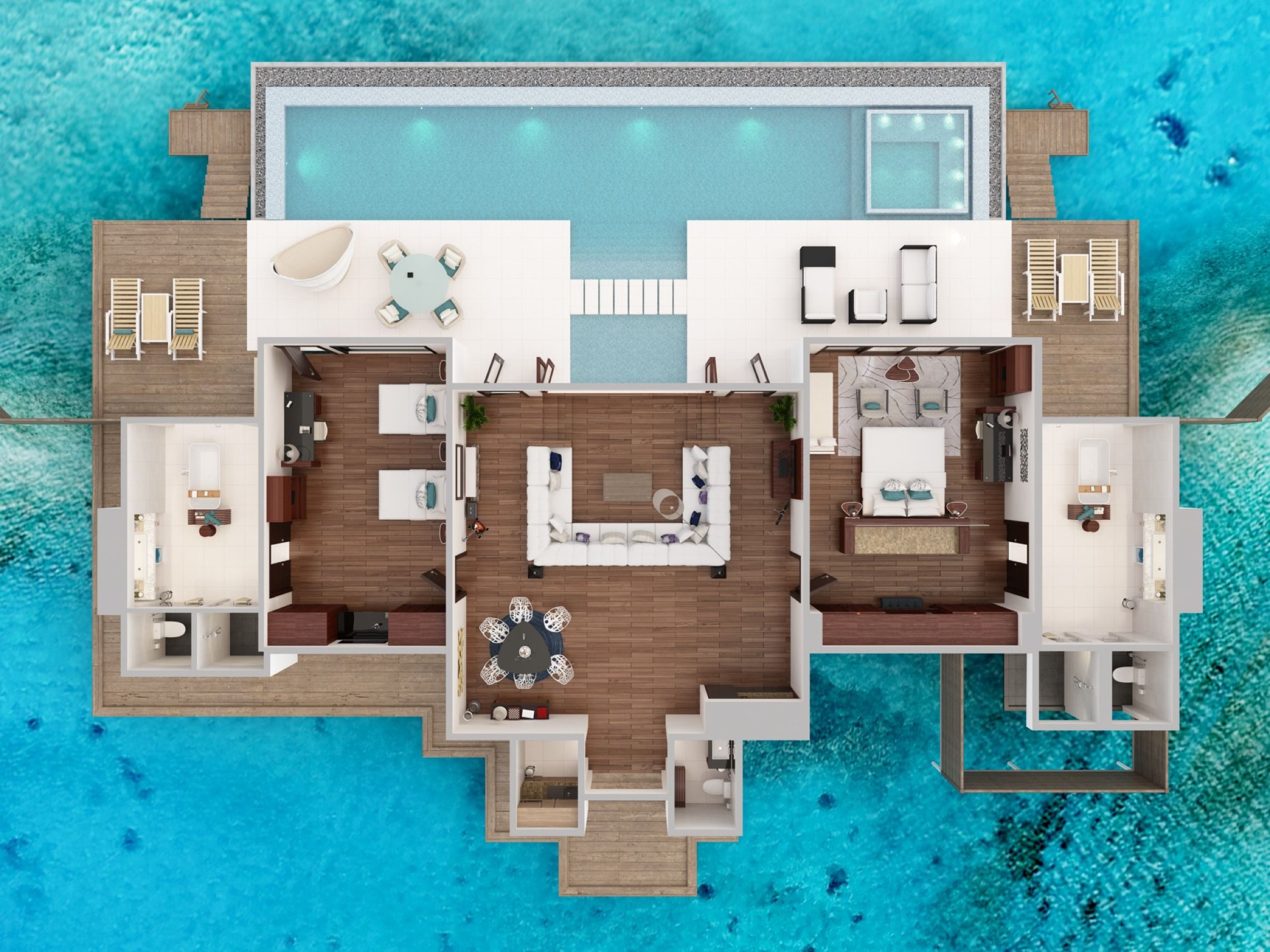 Niyama Private Islands - Ocean Pool Pavilion - Two Bedroom - Floor Plan