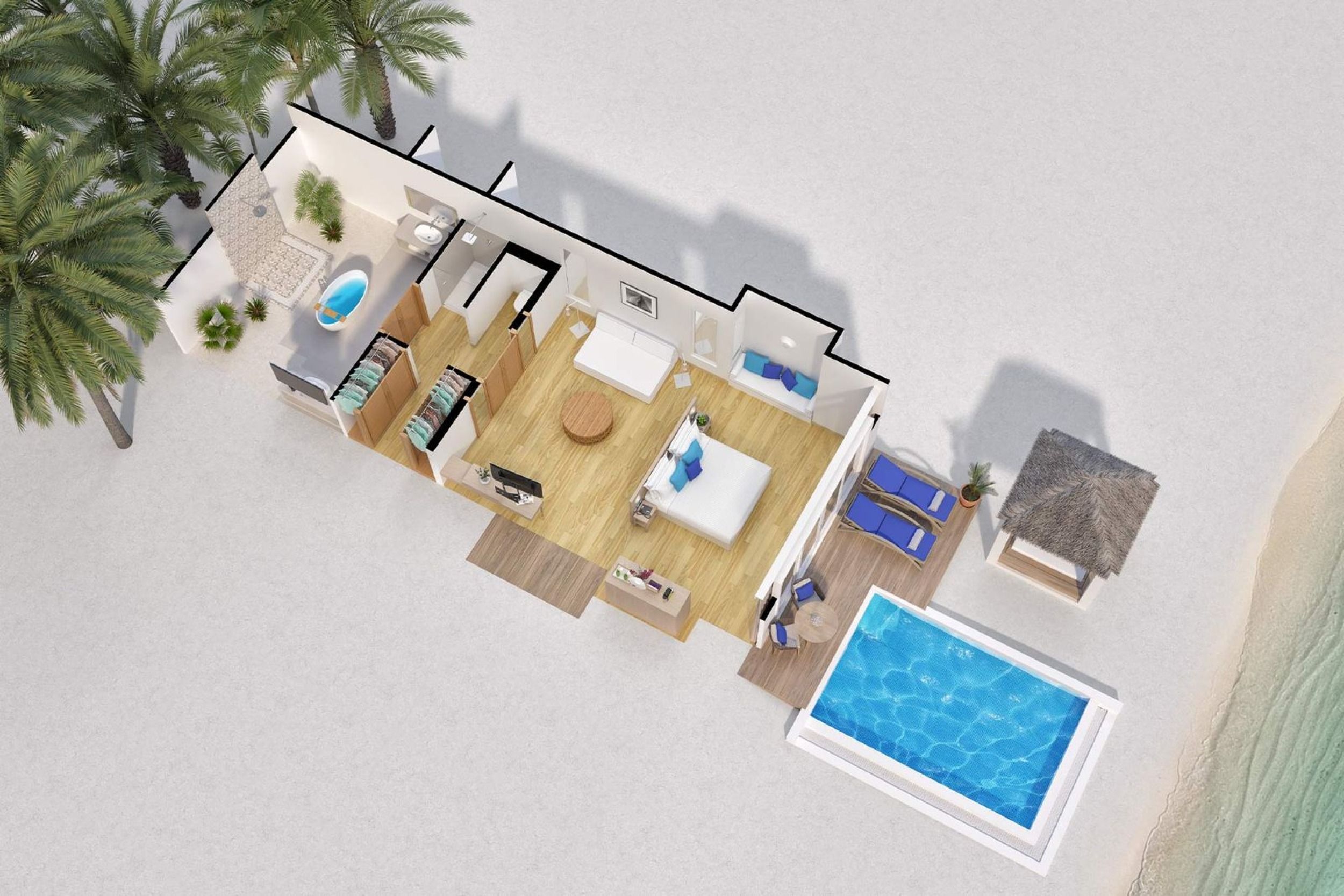 Baglioni Maldives - Deluxe Beach Villa with Pool - Floor Plan