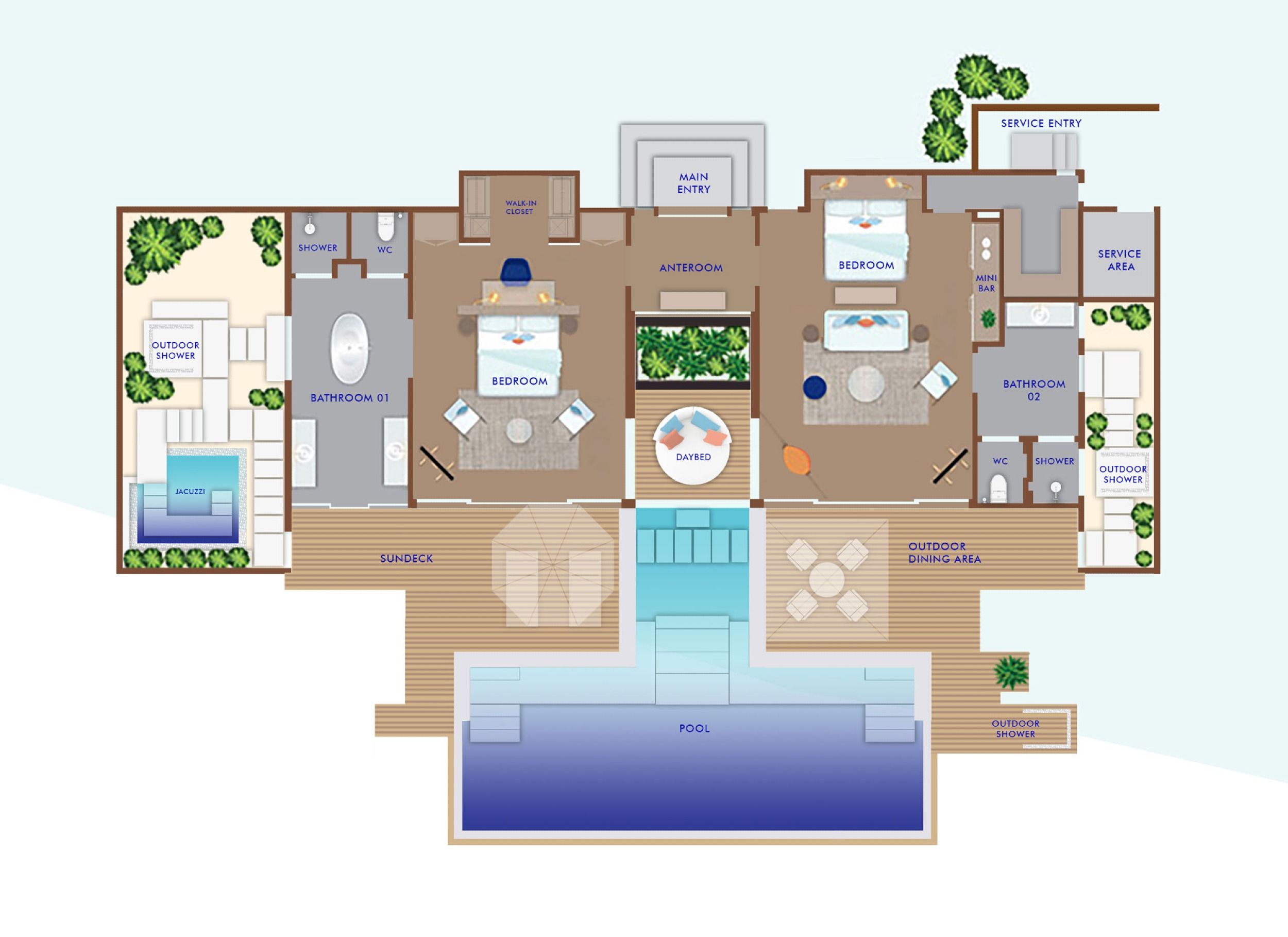 Emerald Faarufushi Maldives - Presidential Beach Villa - Floor Plan