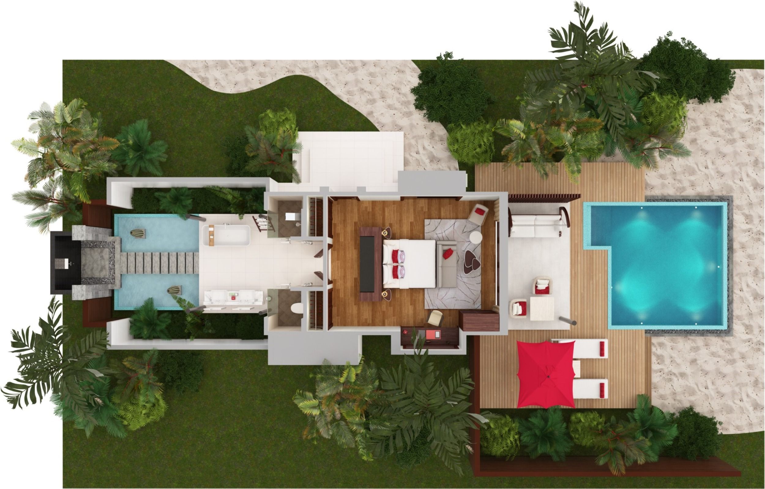 Niyama Private Islands - Beach Pool Villa - Floor Plan