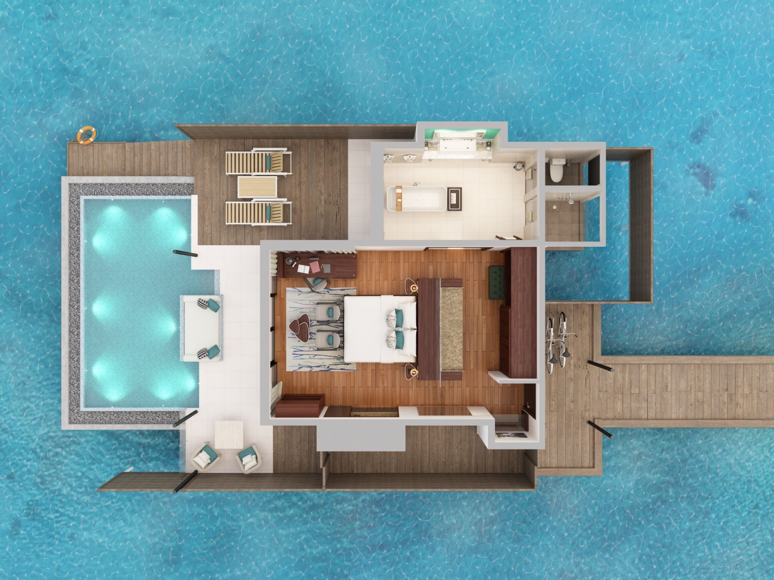 Niyama Private Islands - Over Water Pool Villa - Floor Plan