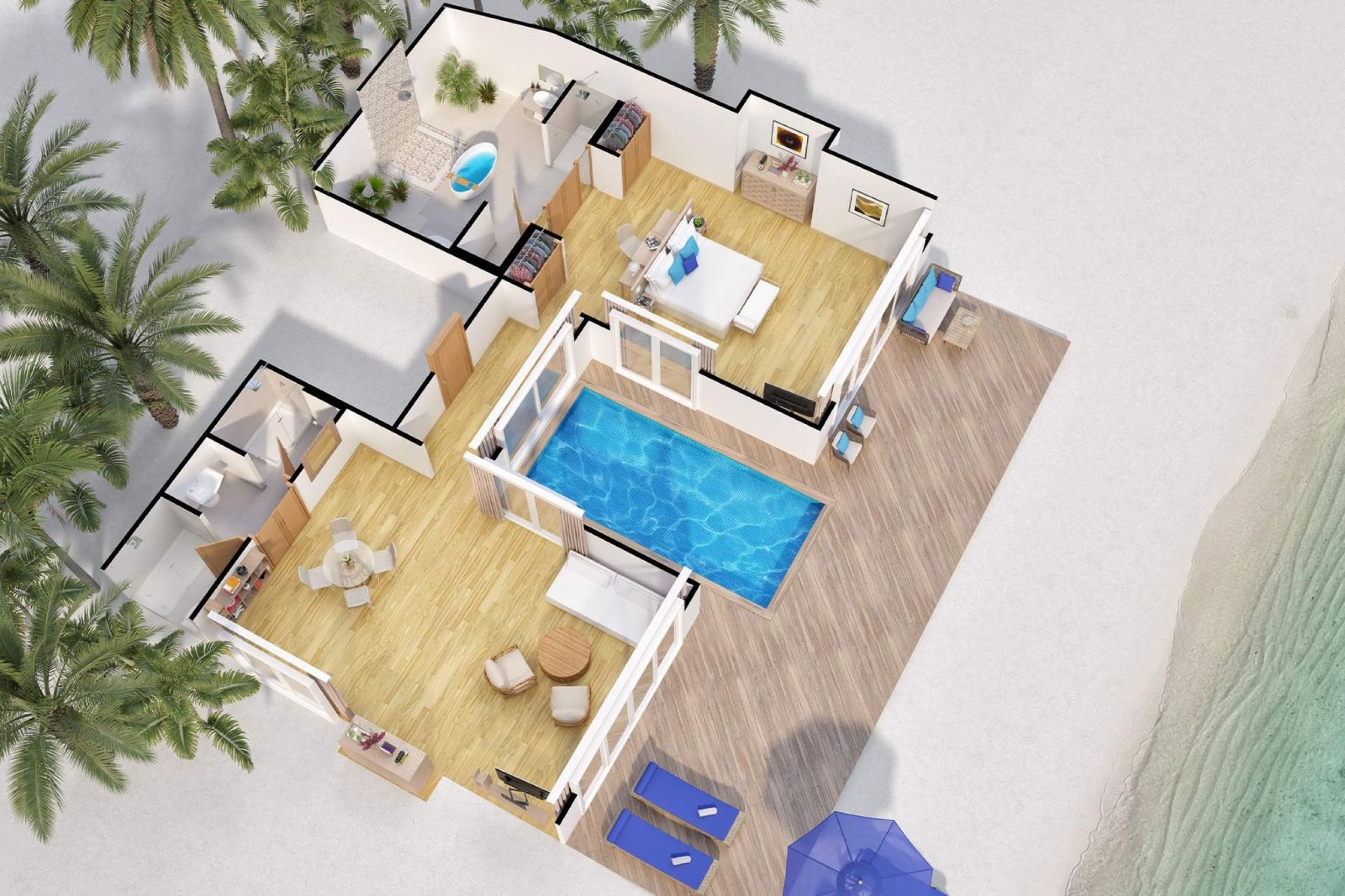 Baglioni Maldives - Deluxe Beach Suite with Pool - Floor Plan