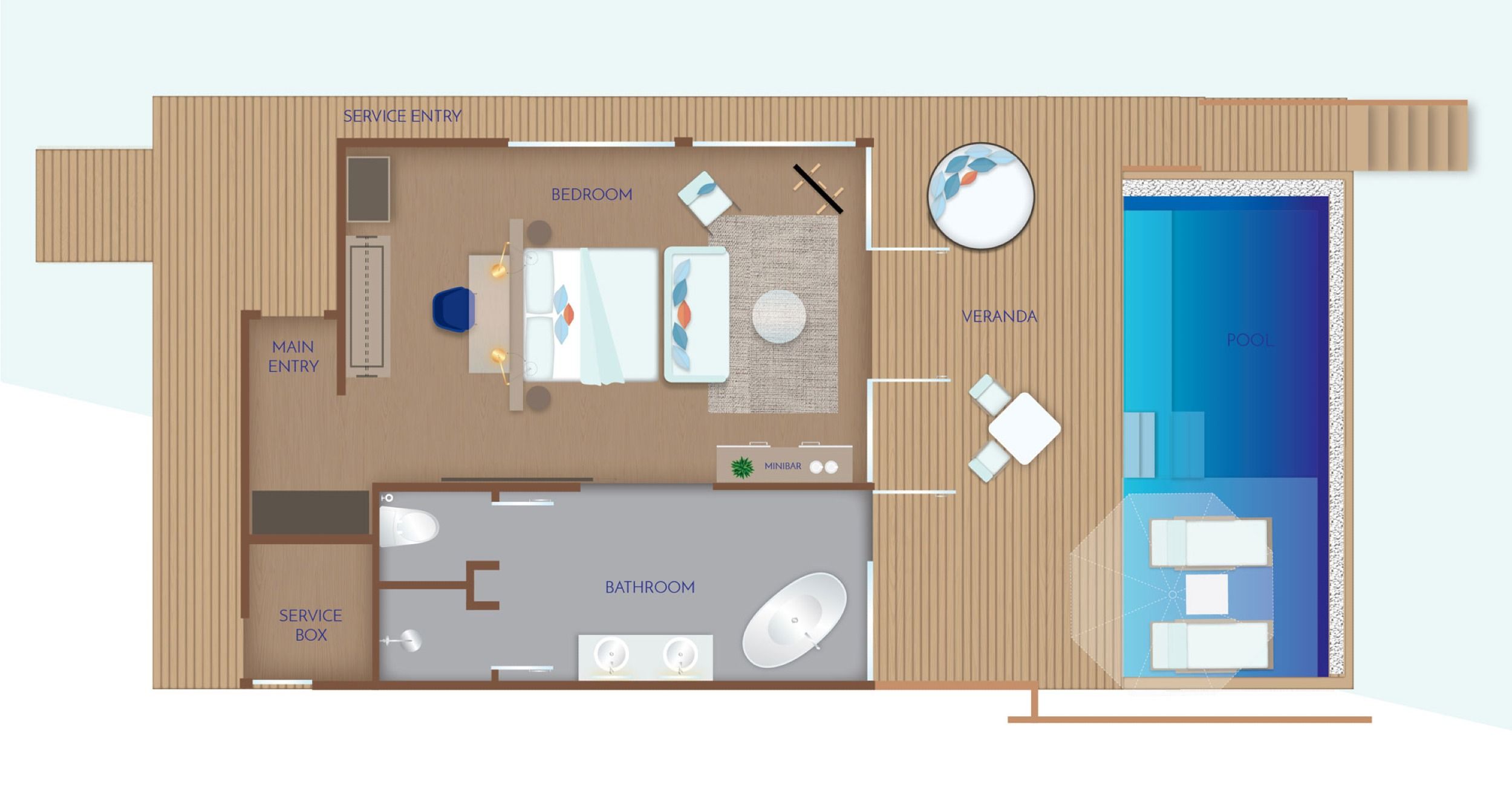 Emerald Faarufushi Maldives - Water Villa with Pool - Floor Plan