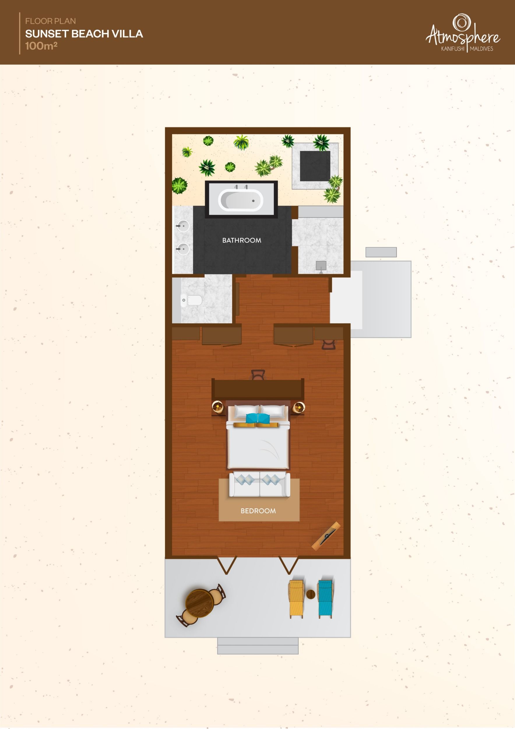 Atmosphere Kanifushi Maldives - Sunset Beach Villa - Floor Plan 