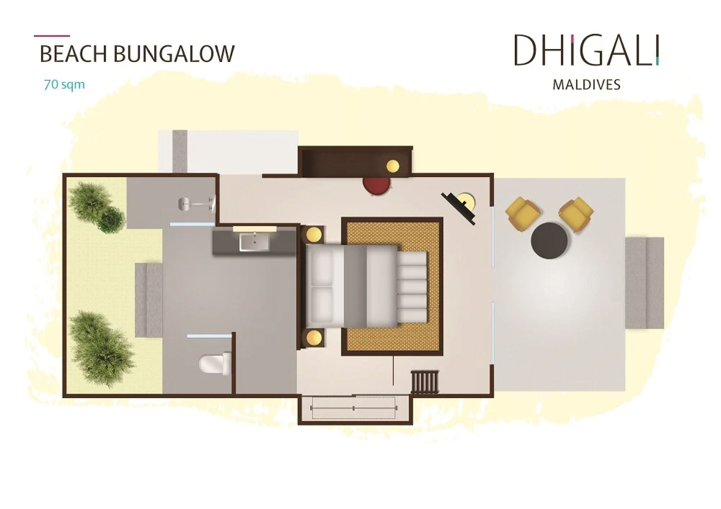 Dhigali Maldives - Beach Bungalow - Floor Plan