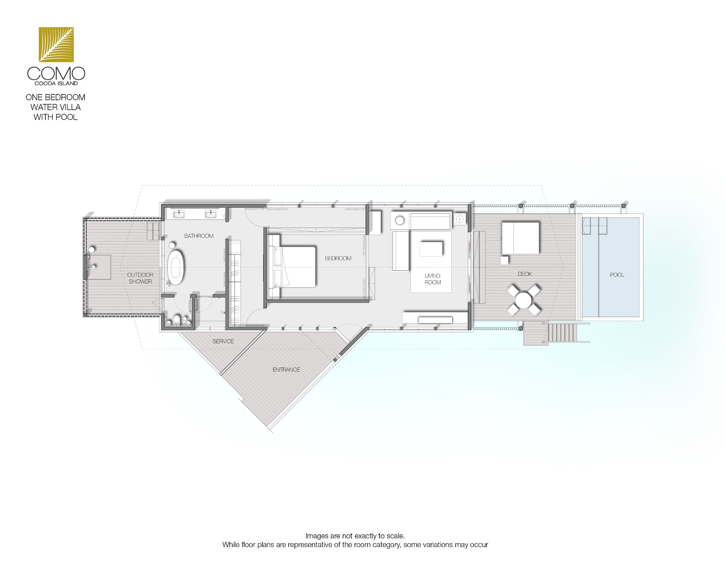 Como Cocoa Island - One Bedroom Water Villa with Pool - Floor Plan