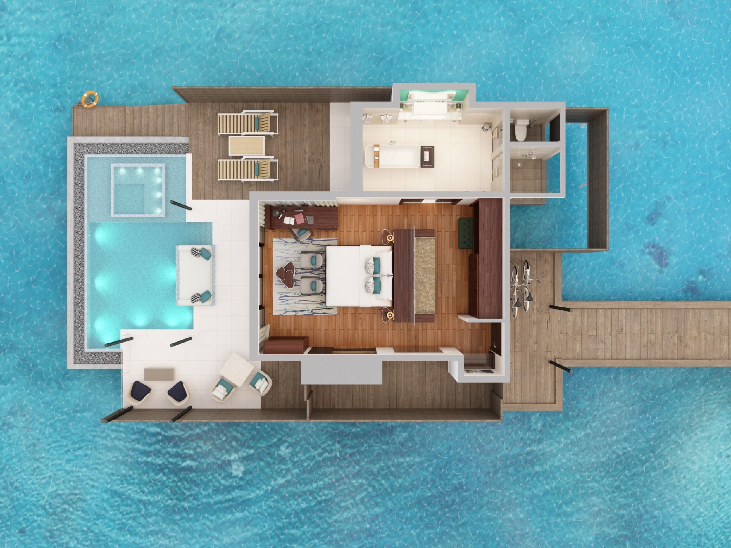 Niyama Private Islands - Deluxe Over Water Pool Villa - Floor Plan