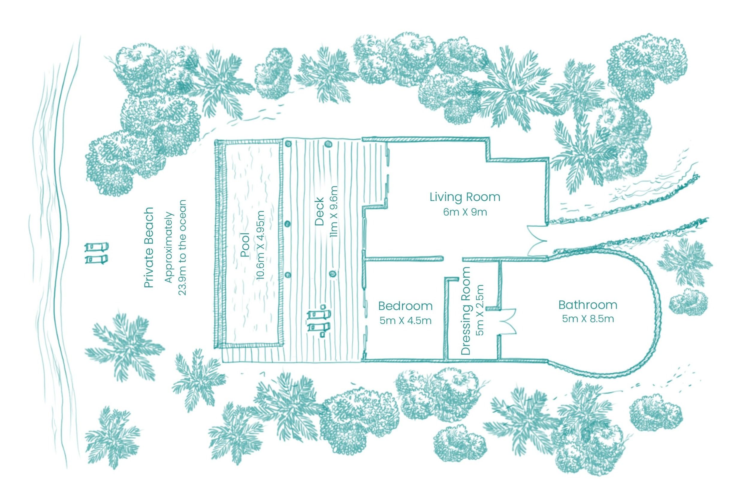 Hideaway Beach Resort - Deluxe Beach Residence with Lap Pool - Floor plan