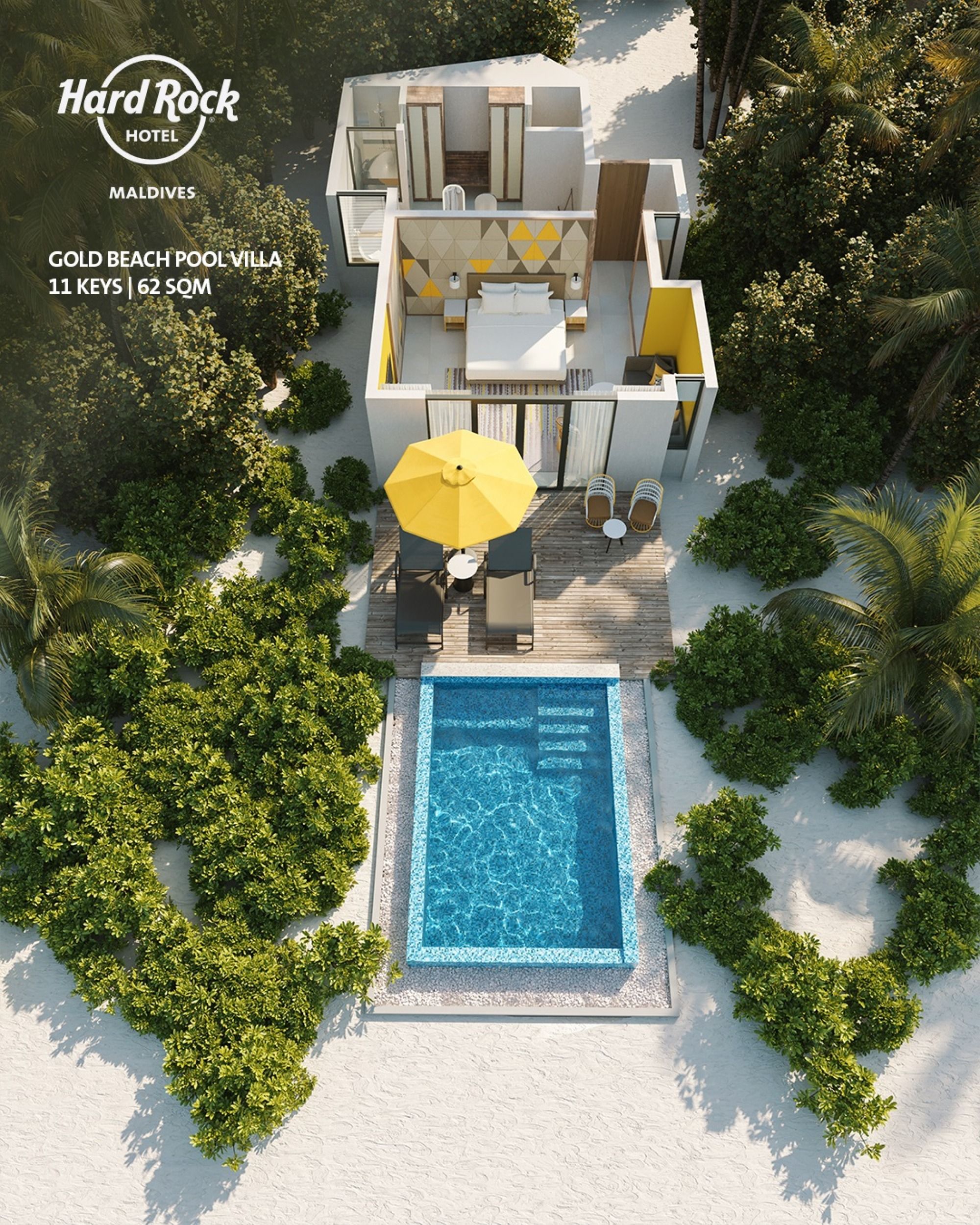 Hard Rock Hotel Maldives - Gold Beach Pool Villa - Floor plan