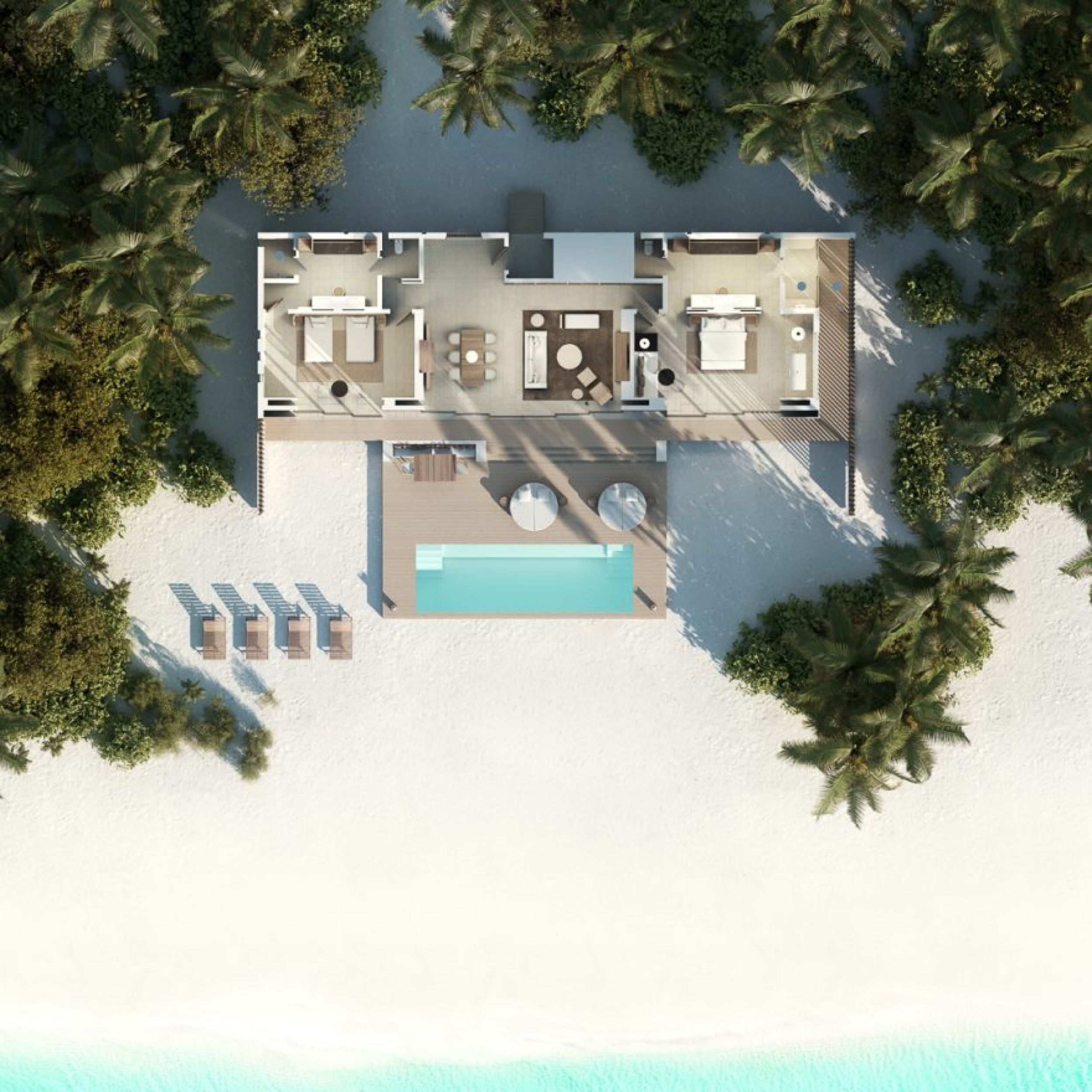 The Ritz Carlton Maldives - Beach Pool Villa – Two Bedroom - Floor plan