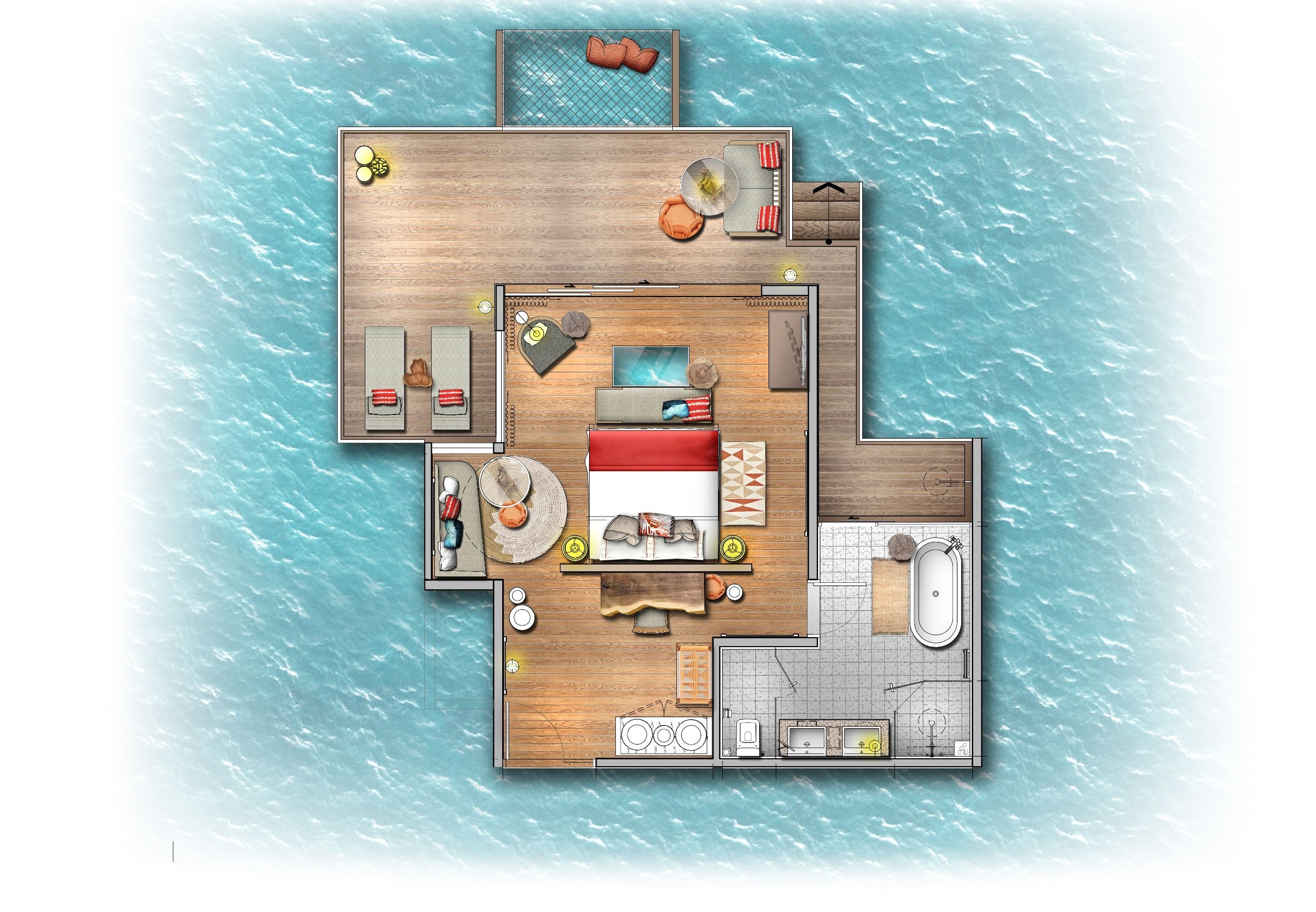 Grand Park Kodhipparu - Ocean Water Villa - Floor plan