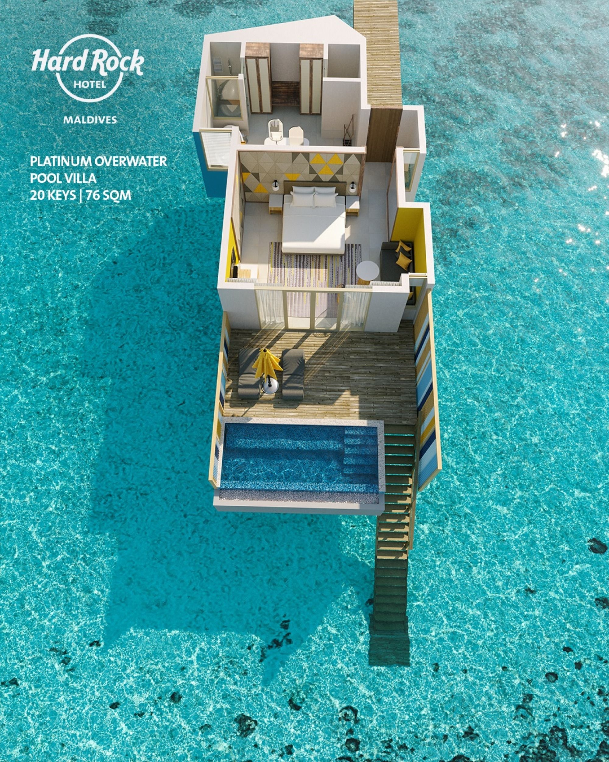 Hard Rock Hotel Maldives - Platinum Overwater Pool Villa - Floor plan