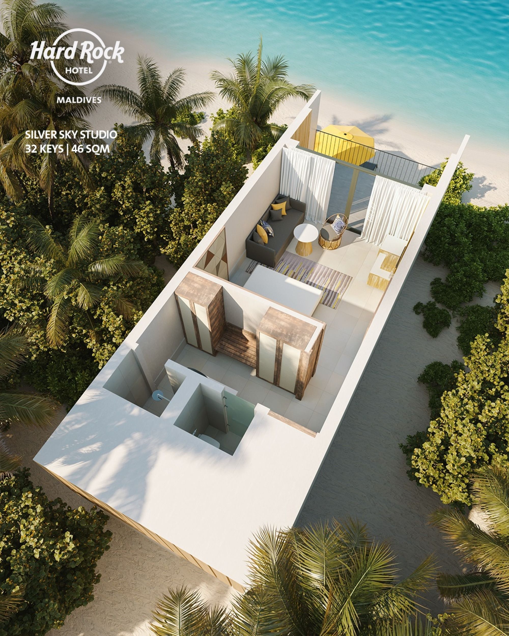 Hard Rock Hotel Maldives - Silver Beach Studio - Floor plan