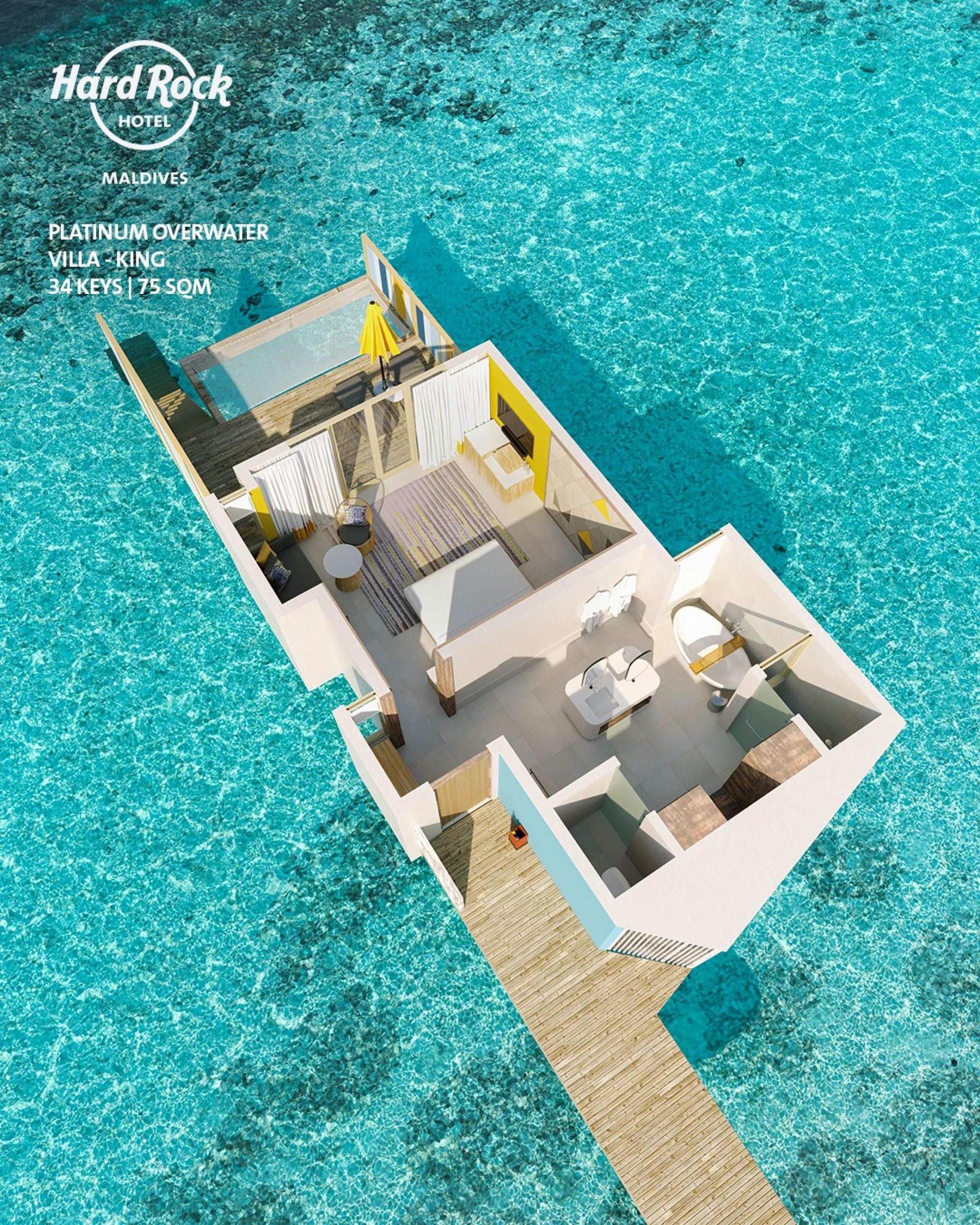 Hard Rock Hotel Maldives - Platinum Overwater Villa - Floor plan