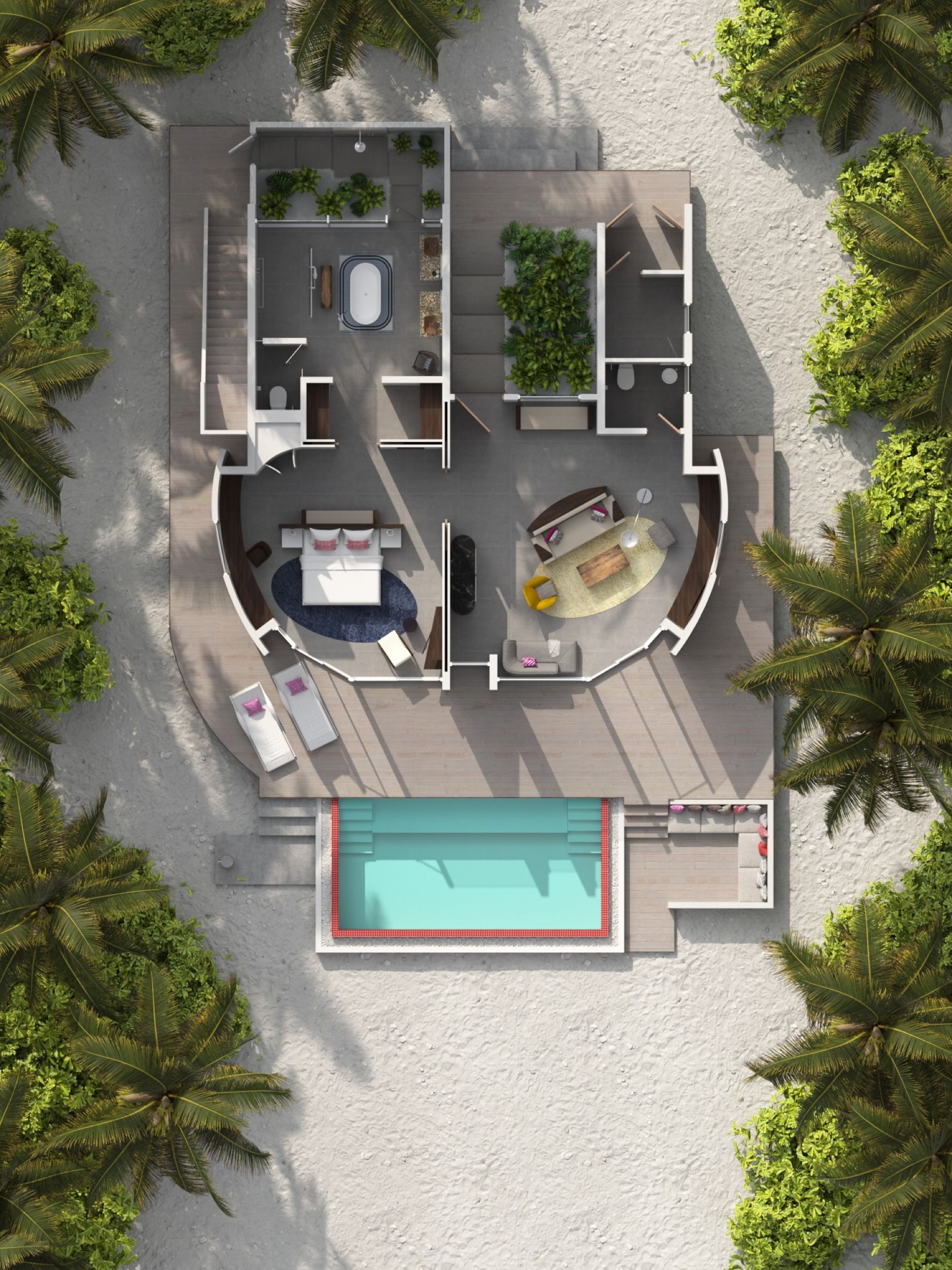 Jumeirah Maldives - Beach Villa with Pool - Floor plan