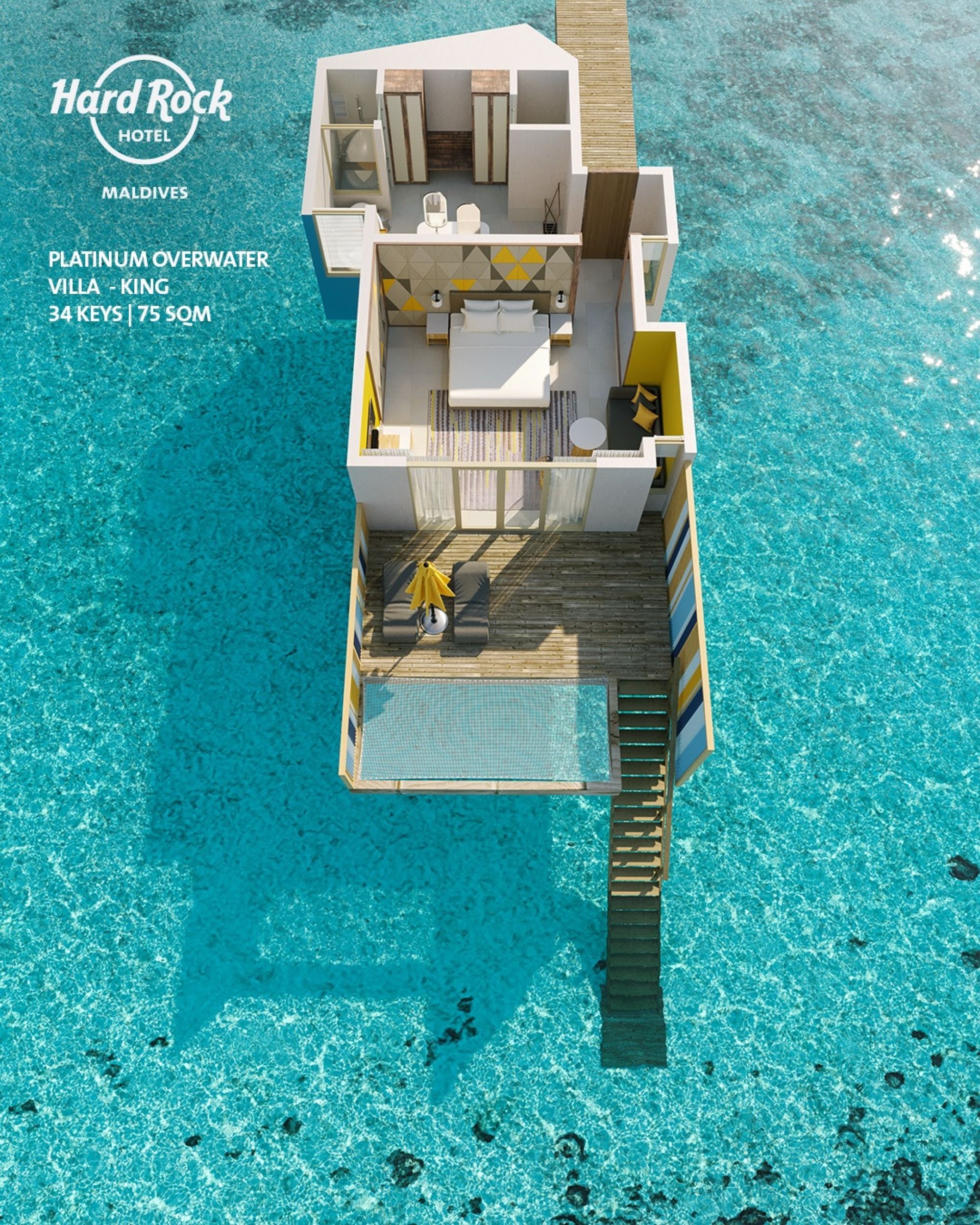 Hard Rock Hotel Maldives - Platinum Overwater Villa - Floor plan