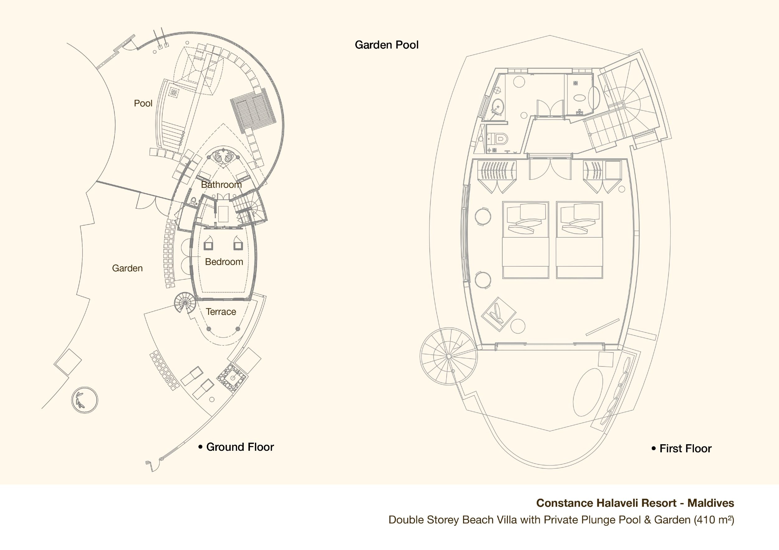 Constance Halaveli - Double Story Beach Villa - Floor plan