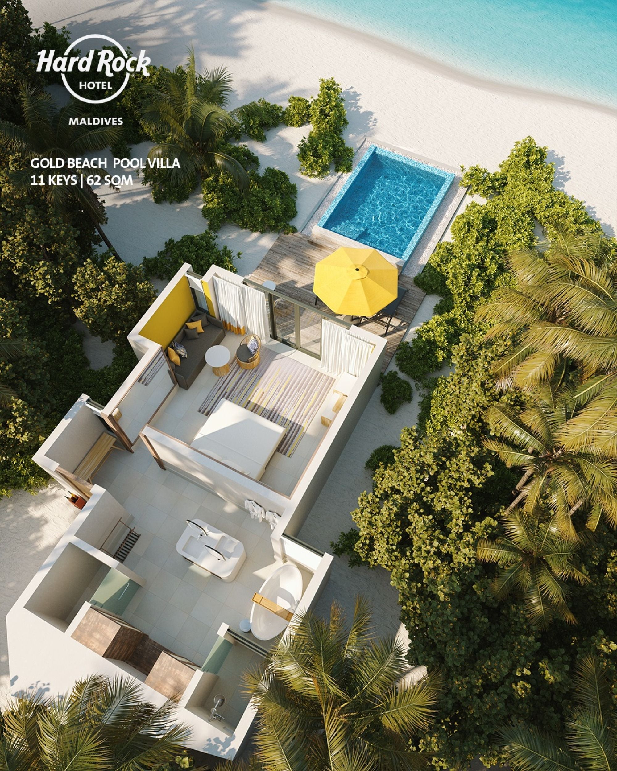 Hard Rock Hotel Maldives - Gold Beach Pool Villa - Floor plan