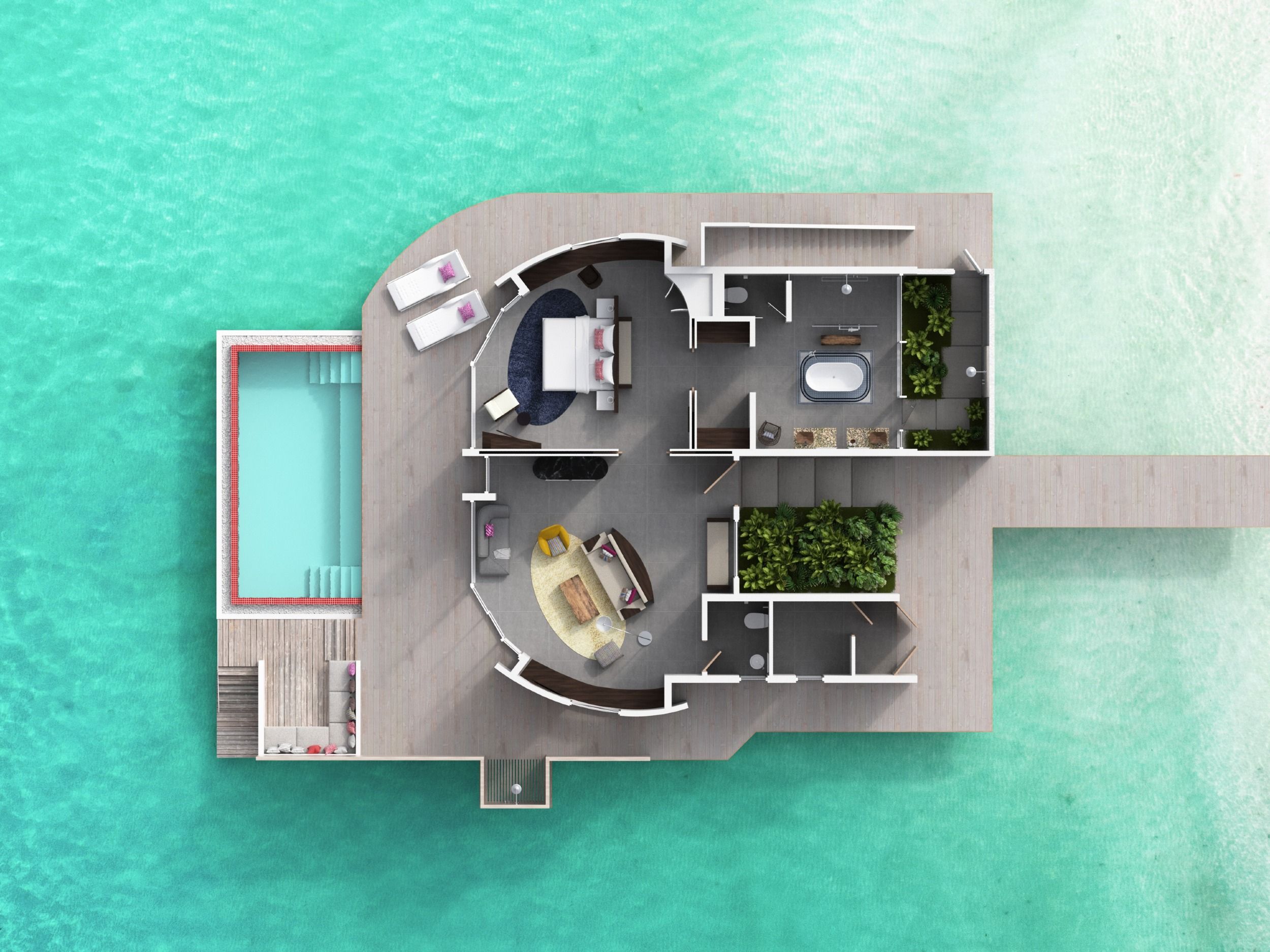 Jumeirah Maldives - Water Villa with Pool - Floor plan