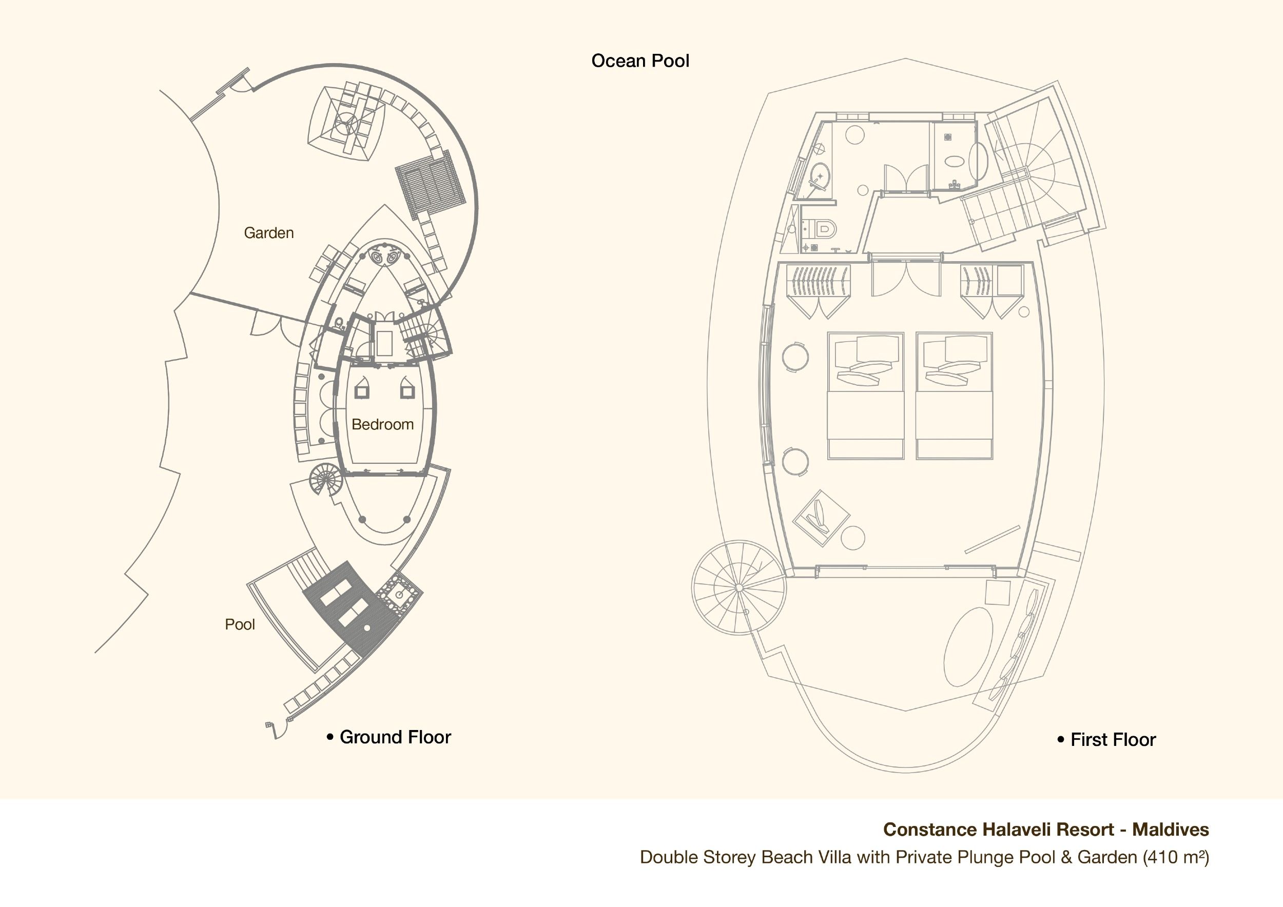 Constance Halaveli - Double Story Beach Villa - Floor plan