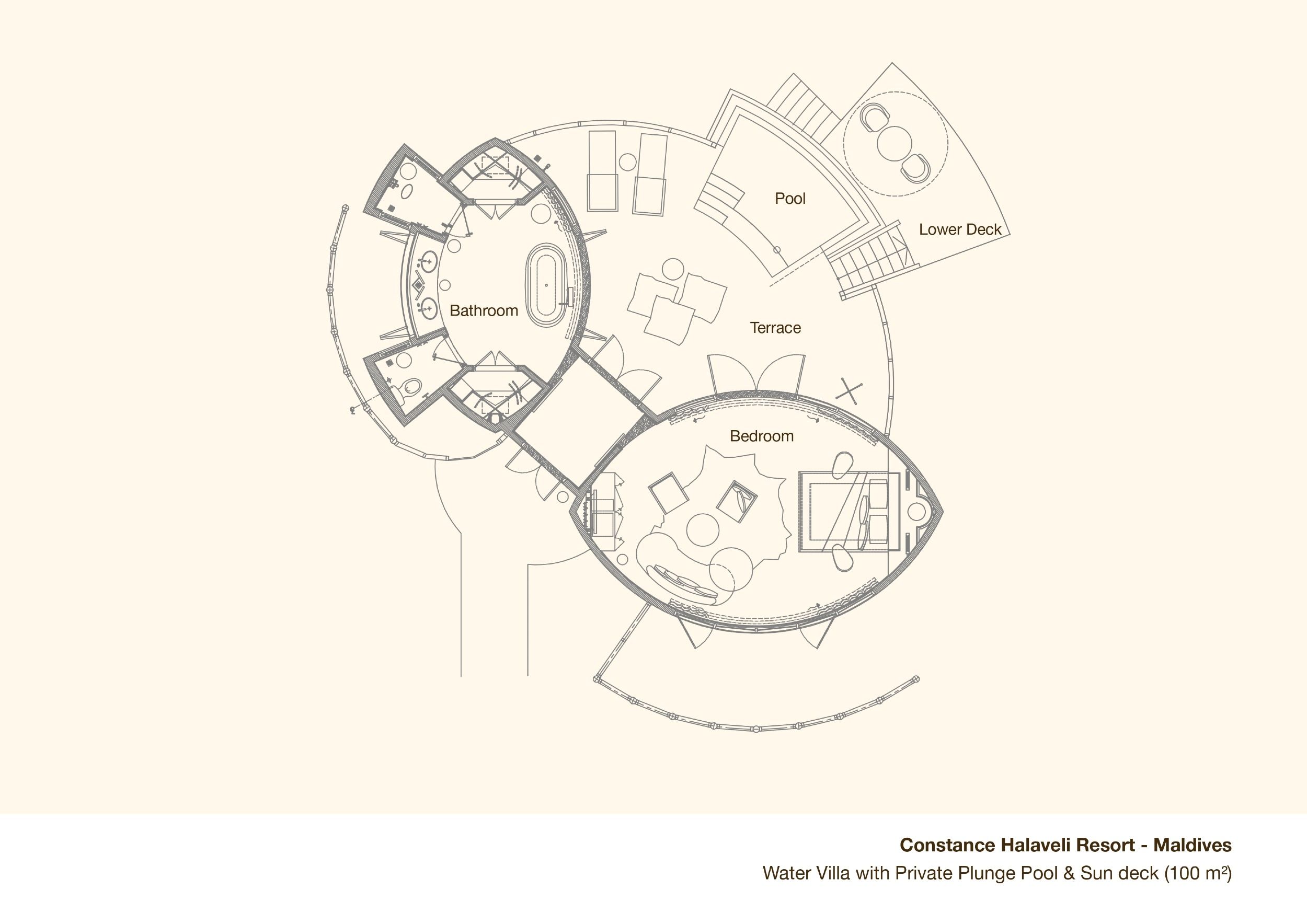 Constance Halaveli - Water Villa - Floor plan