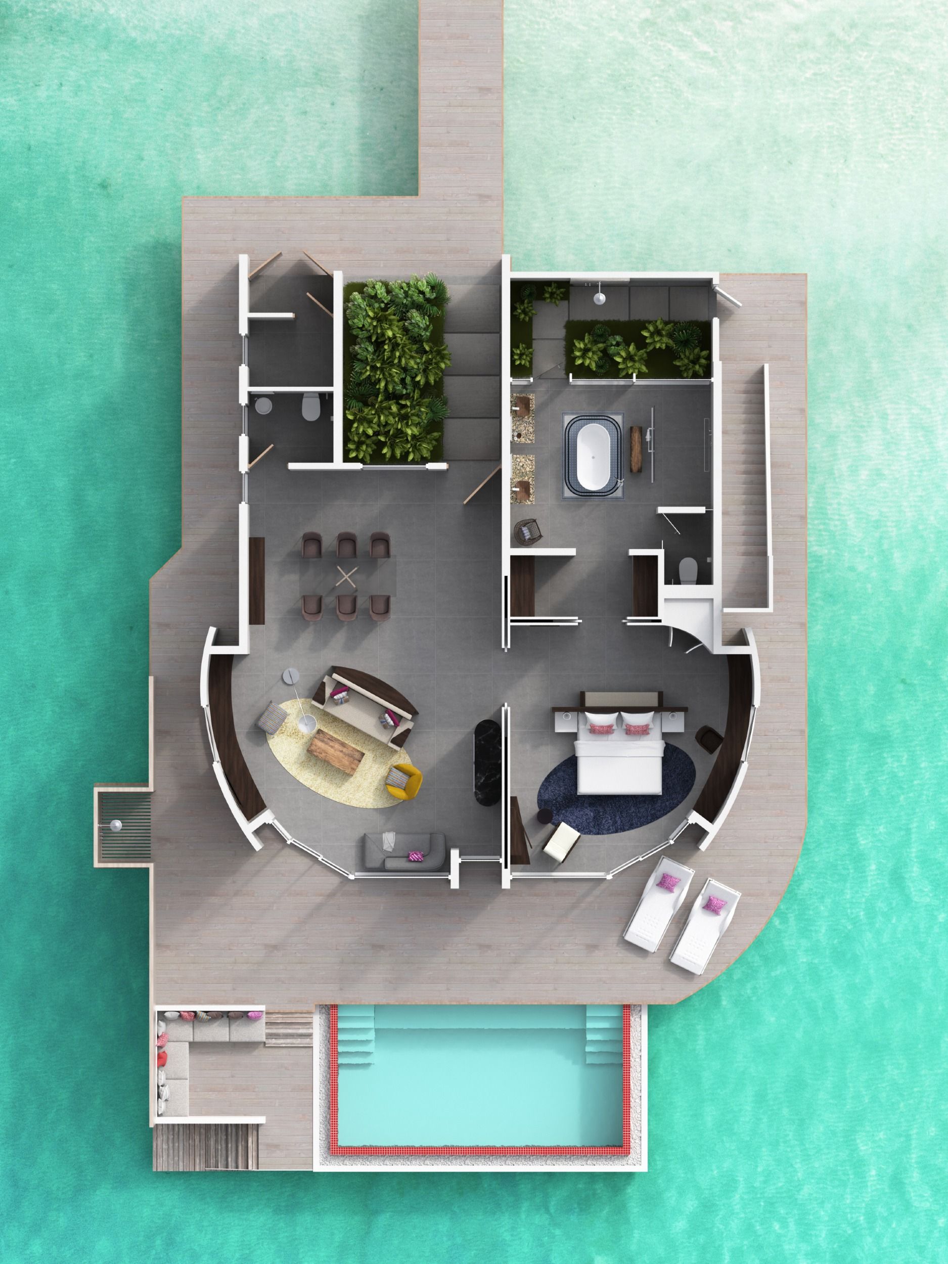 Jumeirah Maldives - Grand Lagoon Villa with Pool - Floor plan