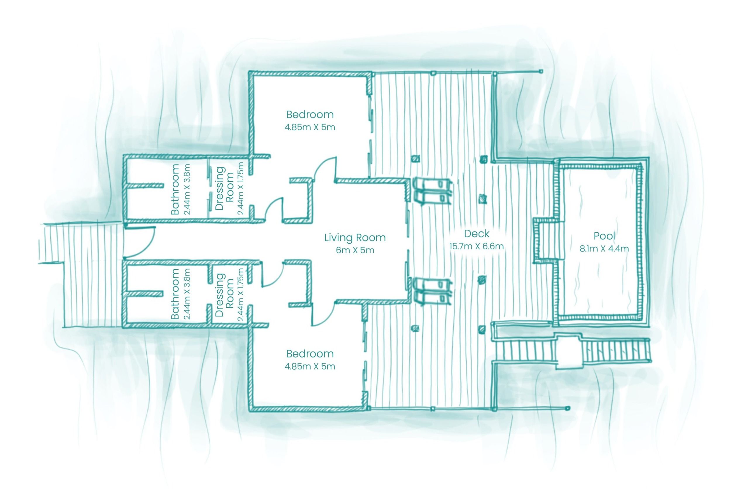 Hideaway Beach Resort - Two-Bedroom Ocean Villa With Pool - Floor plan