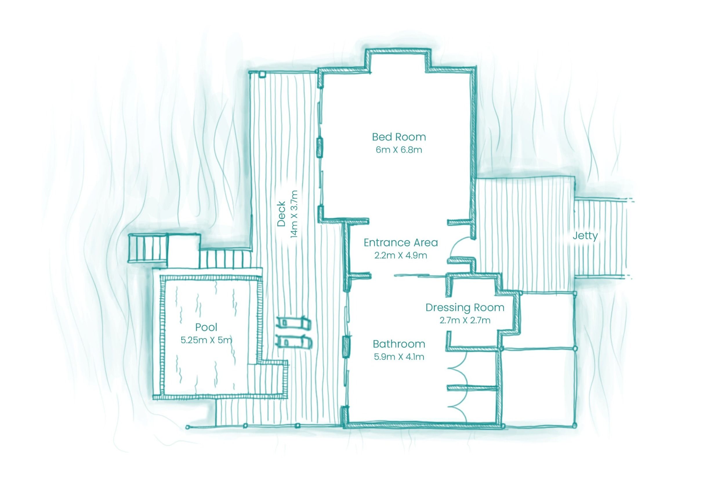 Hideaway Beach Resort - Deluxe Water Villa with Pool - Floor plan