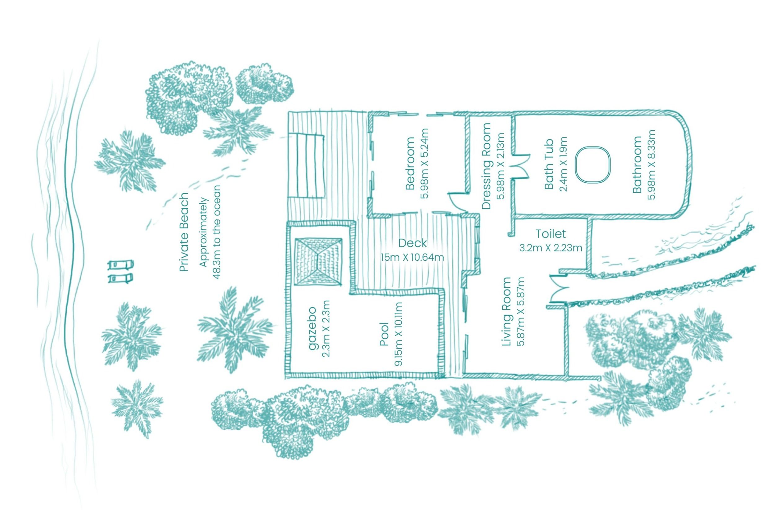 Hideaway Beach Resort - Sunset Beach Residence with Pool - Floor plan