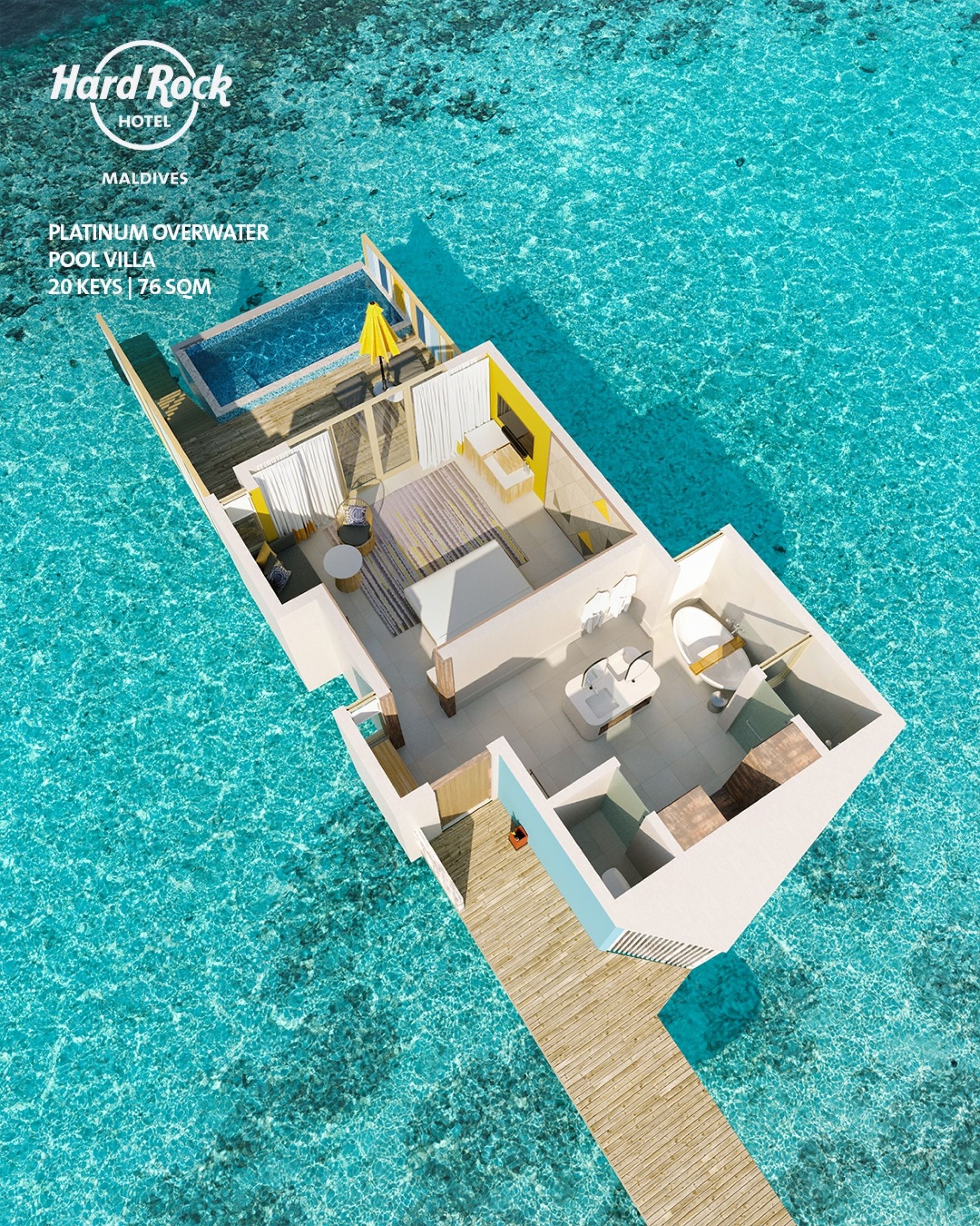 Hard Rock Hotel Maldives - Platinum Overwater Pool Villa - Floor plan