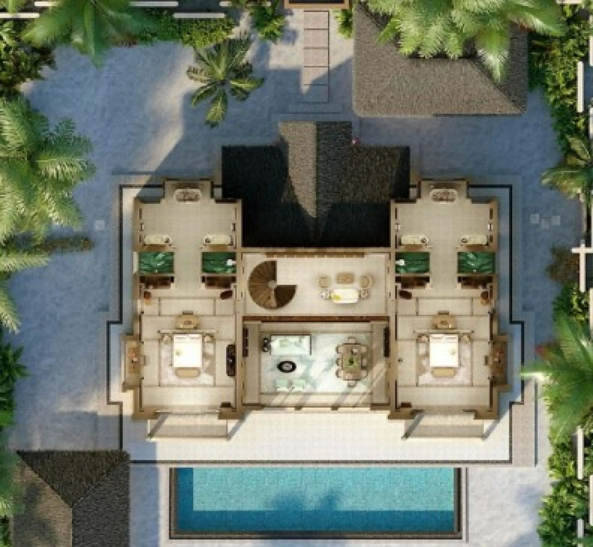 Four-Bedroom Beach Residence with Pool