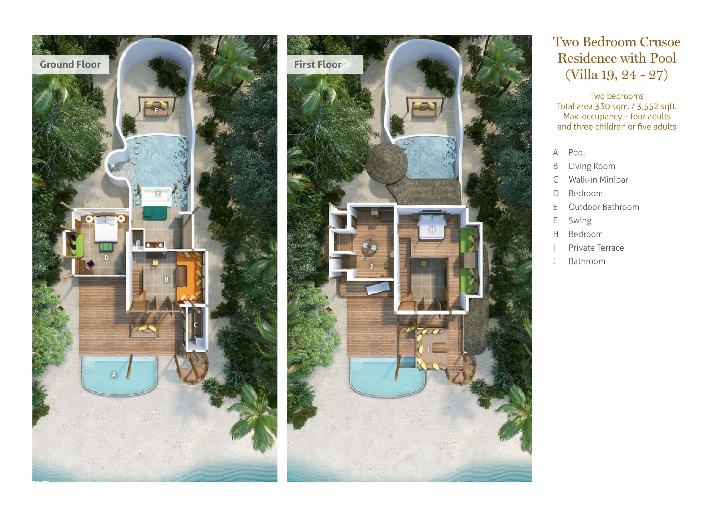 Soneva Fushi Maldives - 2 Bedroom Crusoe Residence with Pool - Floor Plan