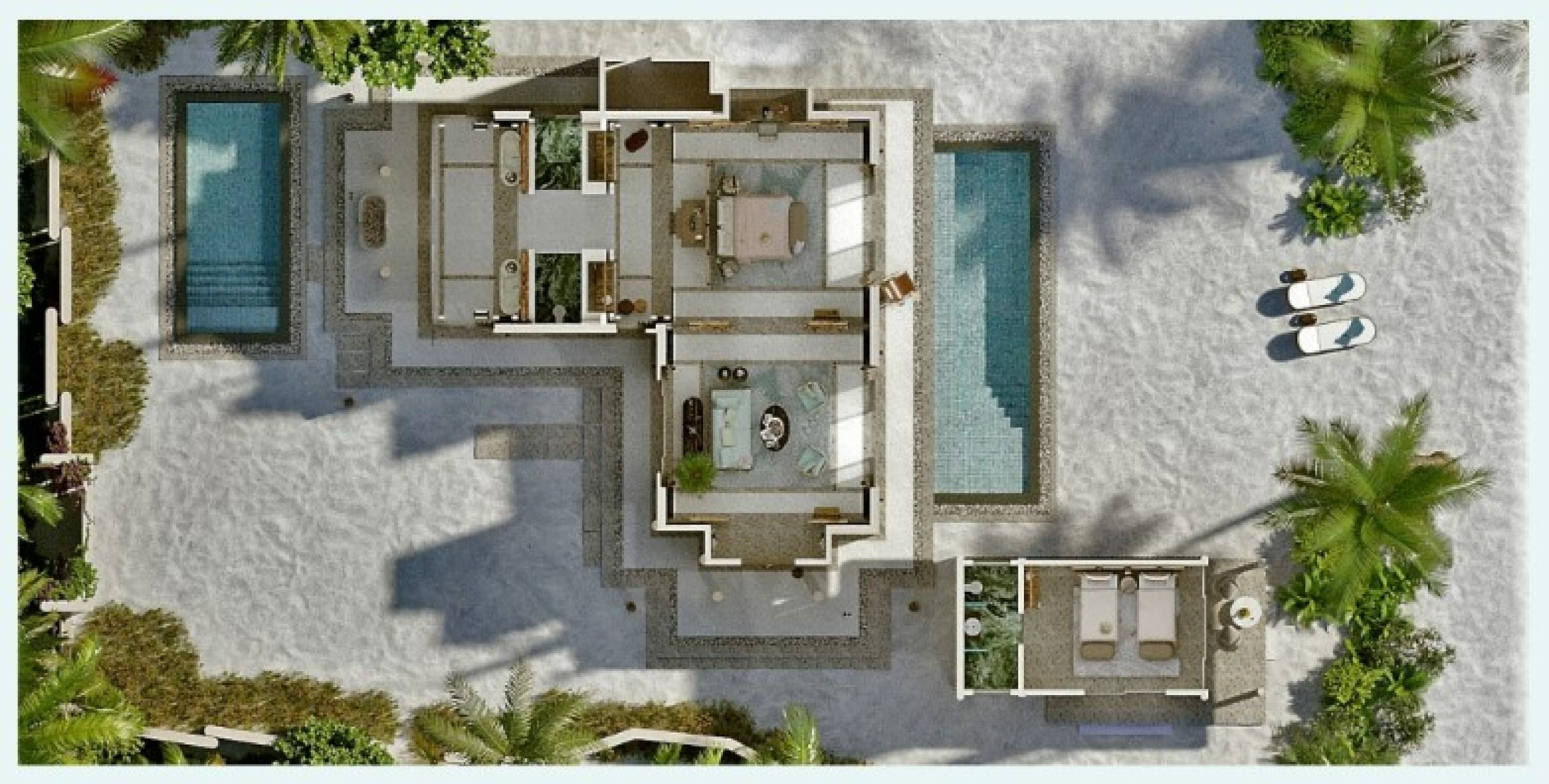 Two bedroom Family Beach Villa with 2 Pools