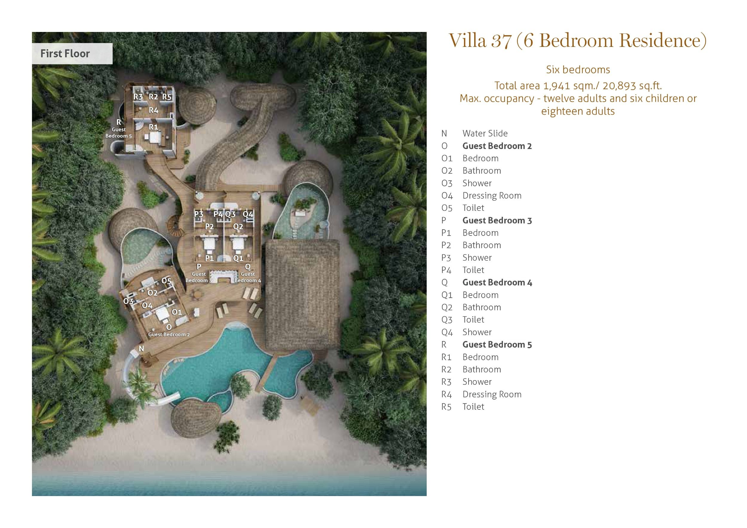 Soneva Fushi Maldives - 5 Bedroom Residence with Pool (Villa 37) - Floor Plan