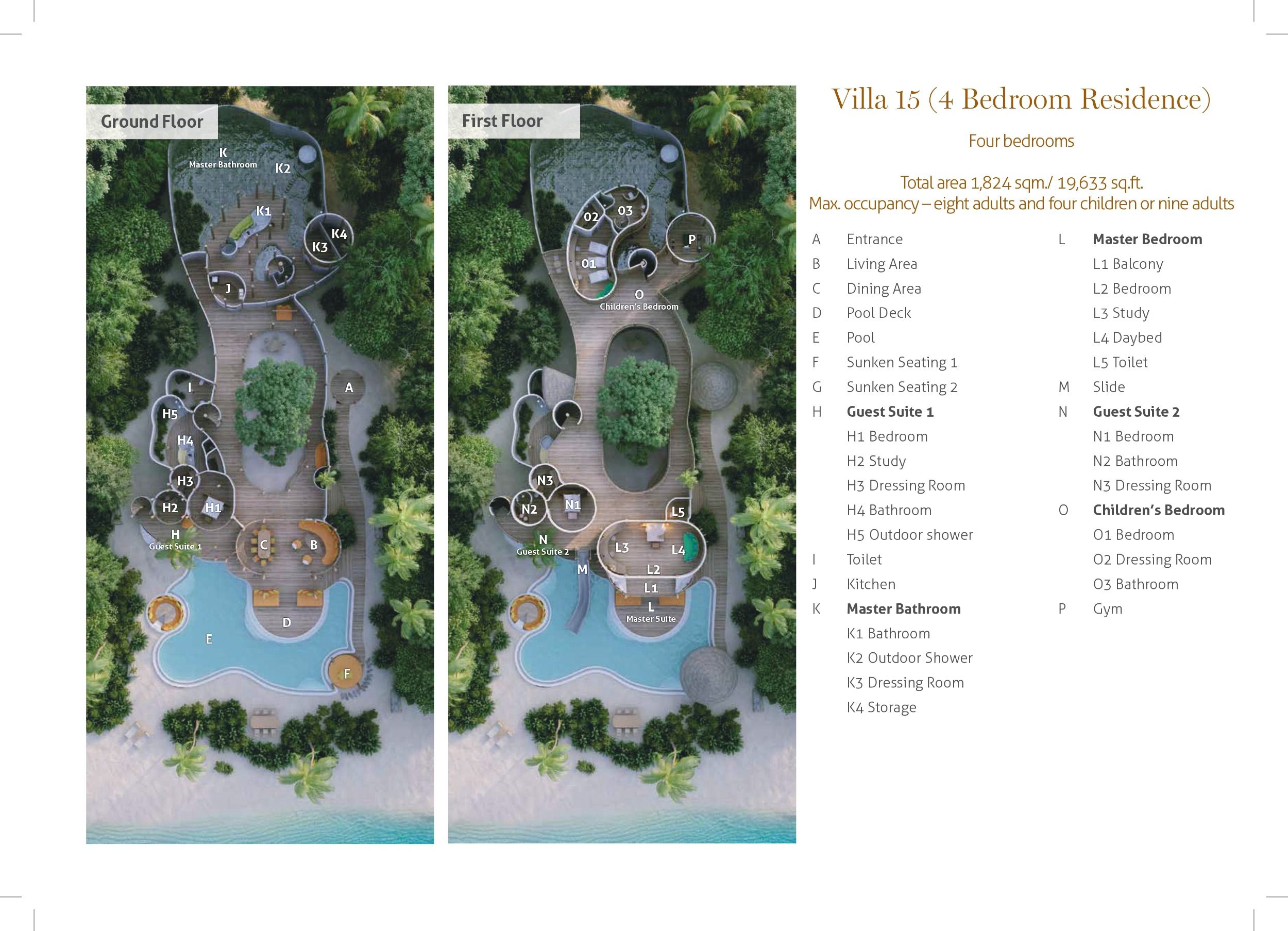 Soneva Fushi Maldives - 4- Bedroom Residence with Pool (Villa-15) - Floor Plan