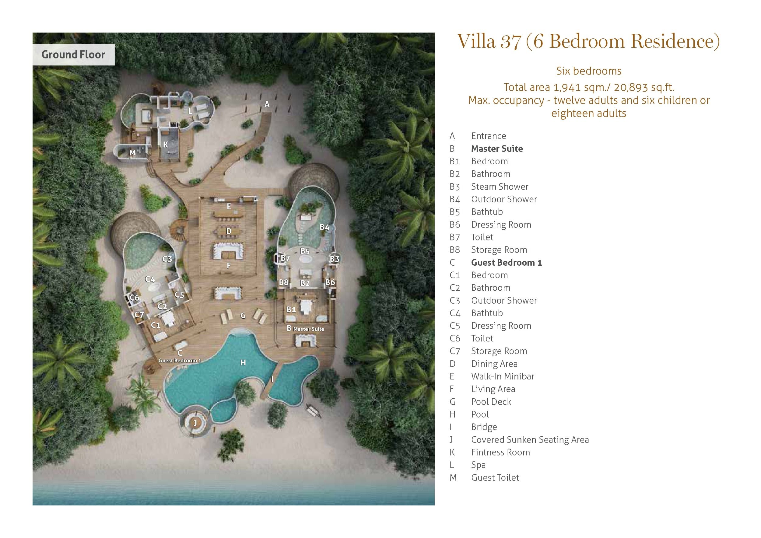 Soneva Fushi Maldives - 5 Bedroom Residence with Pool (Villa 37) - Floor Plan