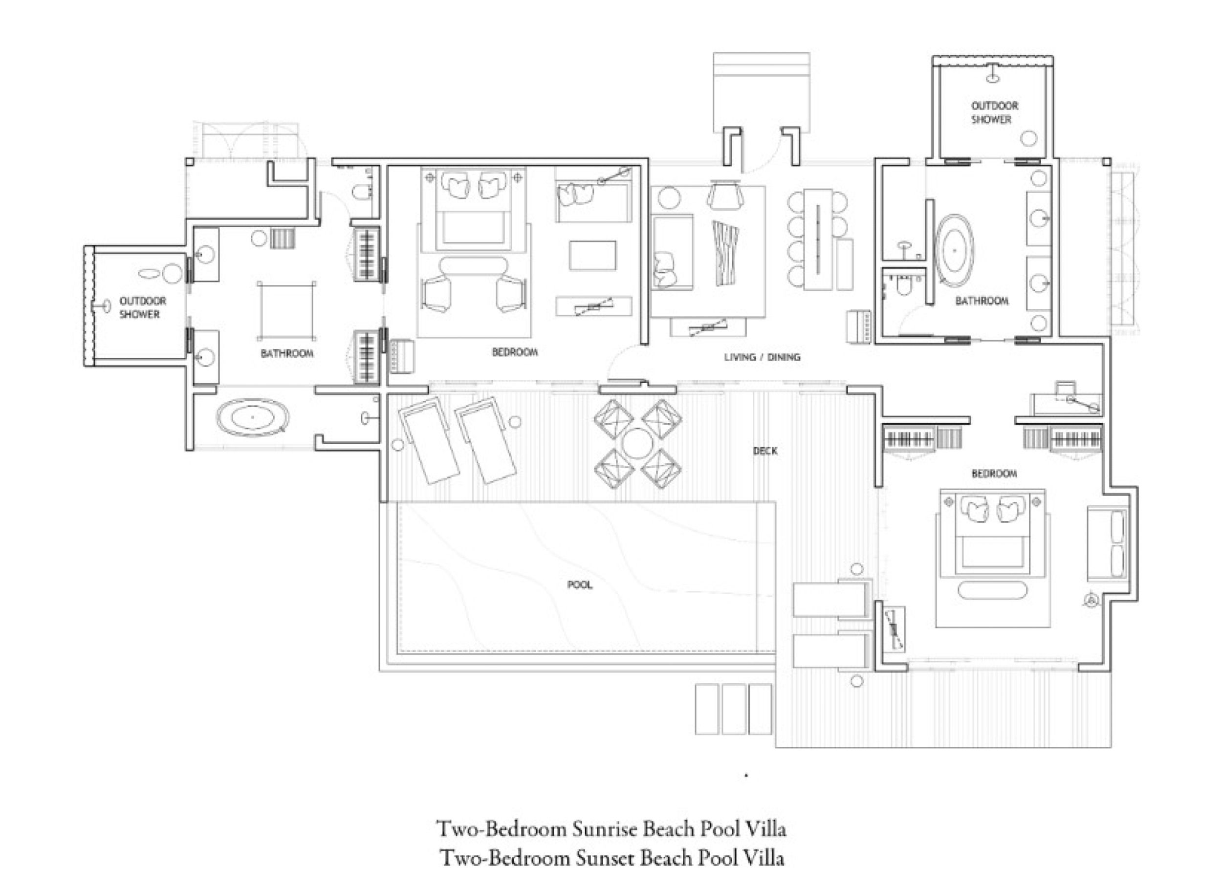 Two Bedroom Sunrise/Sunset Beach Pool Villa