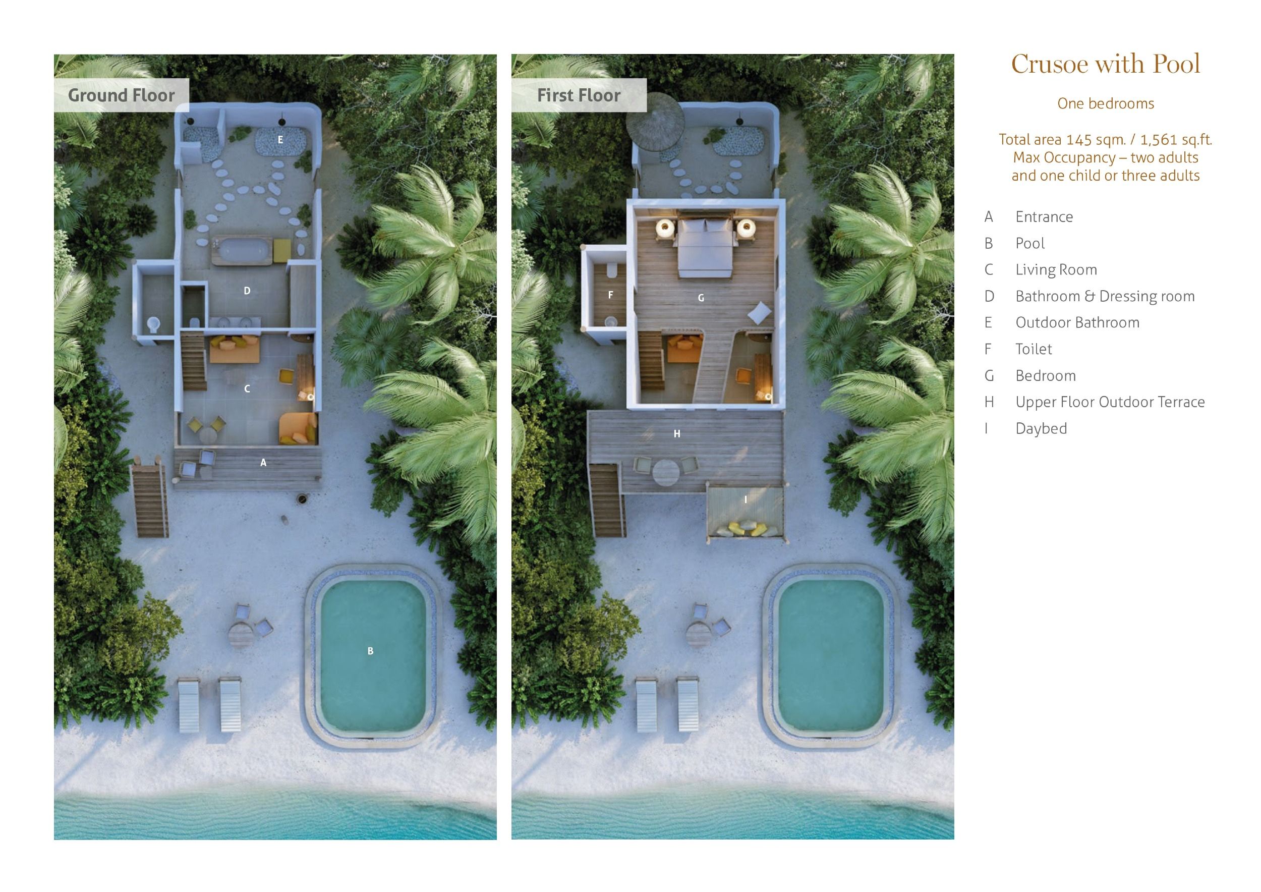 Soneva Fushi Maldives - Crusoe with Pool - Floor Plan