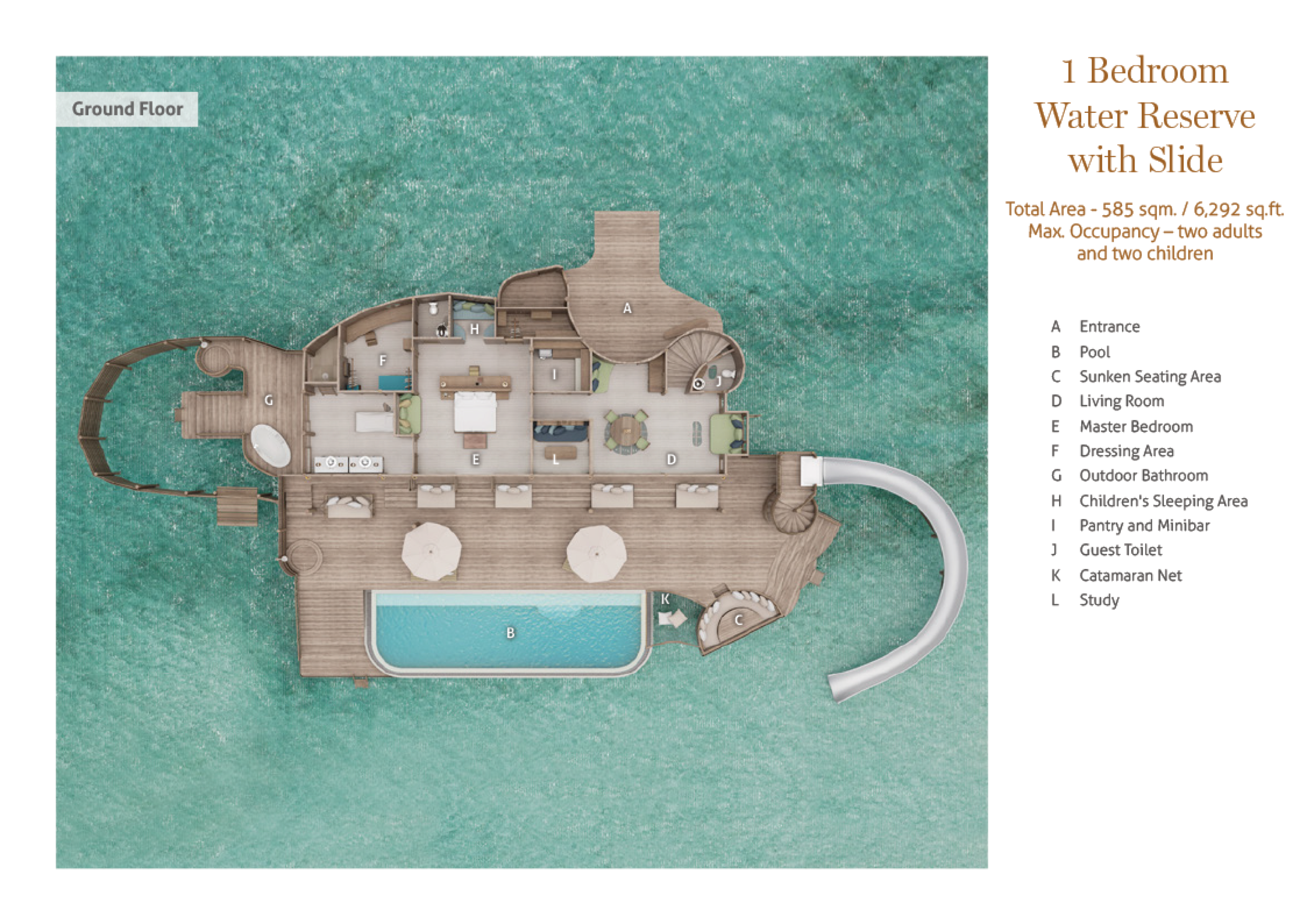 Soneva Fushi Maldives - 1 Bedroom Water Reserve with Slide - Floor Plan